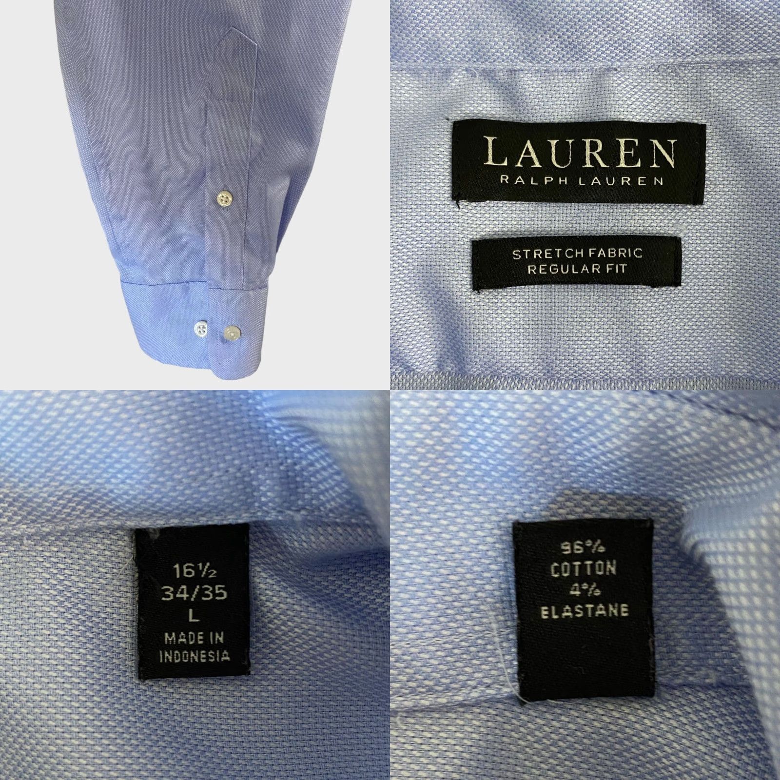 Ralph Lauren Lauren Ralph Lauren Button-Down Dress Shirt Blue Men's Large Business-Casual Size 42R - 8 Thumbnail