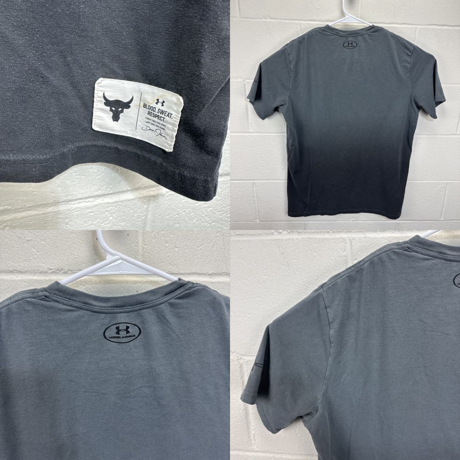 Under Armour Under Armour Project Rock Shirt Mens L Gray T-Shirt Graphic Print Bull Blood Sweat Respect Crew Neck Short Sleeve Relaxed Fit Size US L / EU 52-54 / 3 - 8 Thumbnail