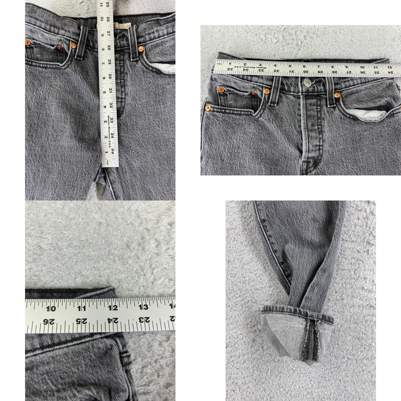 Levi's Levis Premium Womens Jeans 24 Black Denim Wedgie Button Fly 23x26 Size 42" / US 20 - 9 Thumbnail