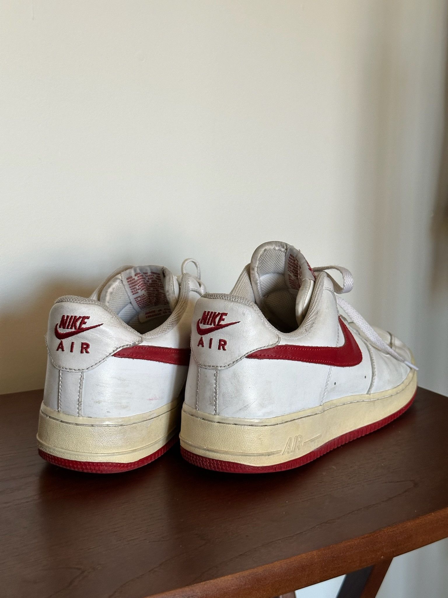 Nike Vintage 2008 NIKE Air Force 1 Low '07 White Varsity Red Size US 10.5 / EU 43-44 - 1 Thumbnail