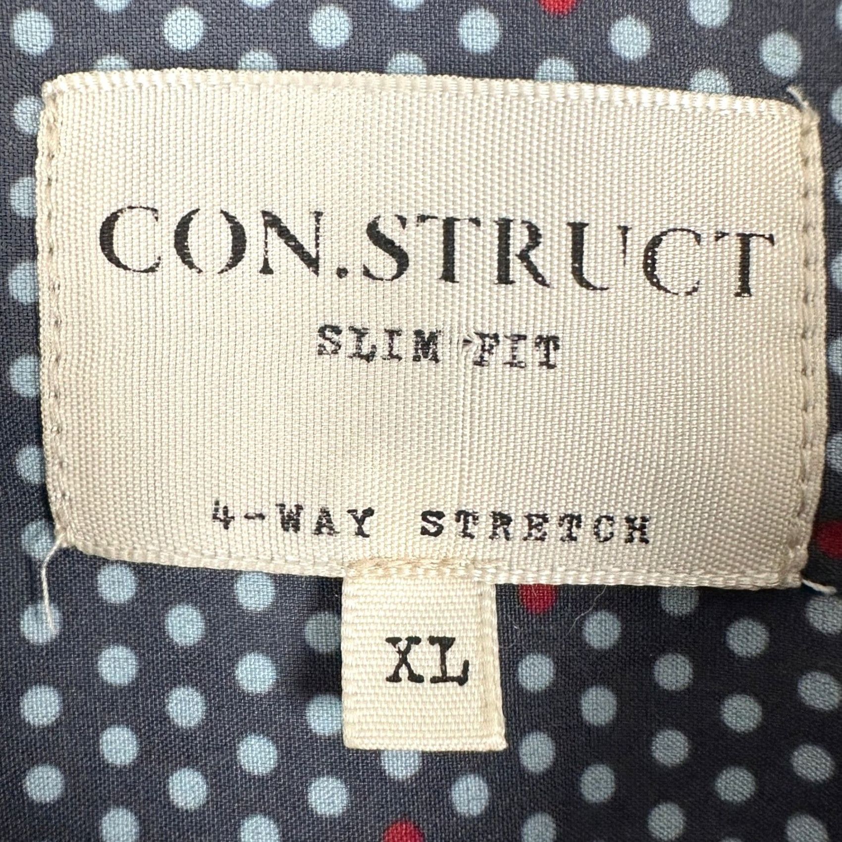 Vintage Con.Struct Shirt Button Up Mens XL Blue Polka Dot Slim Fit 4 Way Stretch Button-Up Long Sleeve Spring Outdoor Fashion Size US XL / EU 56 / 4 - 4 Thumbnail