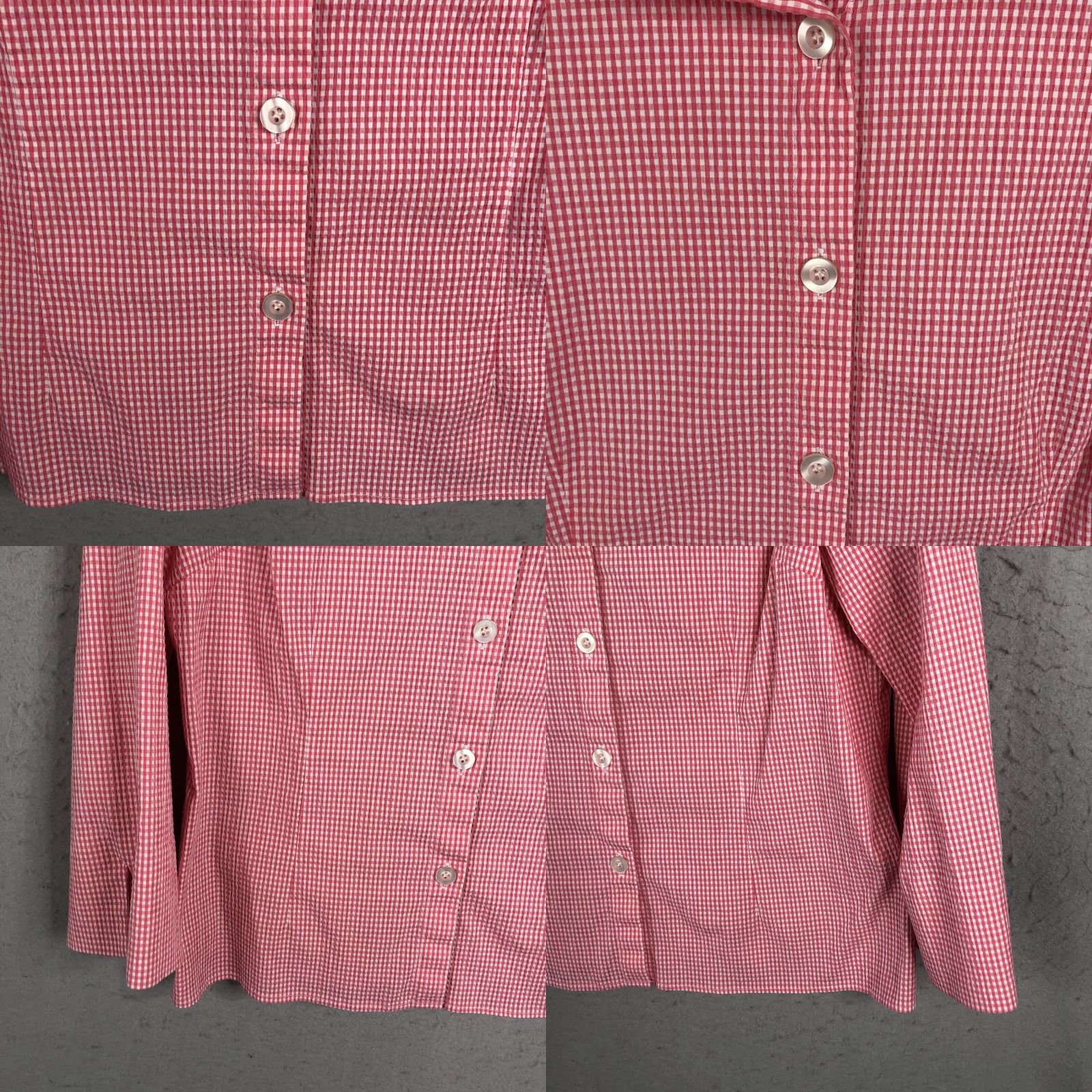 Vintage Nina McLemore Top Womens 12 Pink White Check Seersucker Stretch Preppy Classic Shirt Size XL / US 12-14 / IT 48-50 - 9 Thumbnail