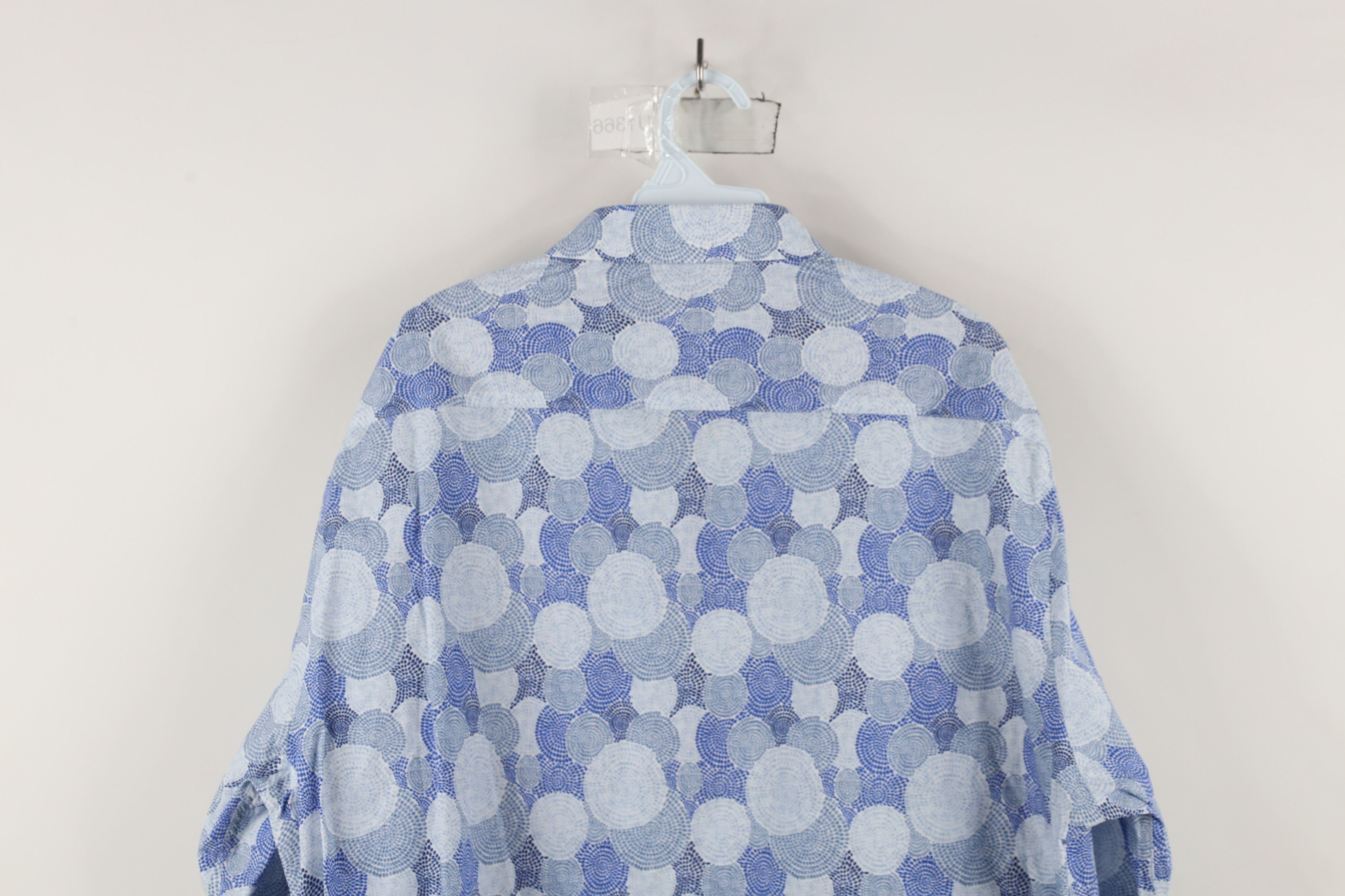 Vintage Bugatchi Uomo Abstract Circle Collared Button Shirt Blue Size US XXL / EU 58 / 5 - 11 Thumbnail