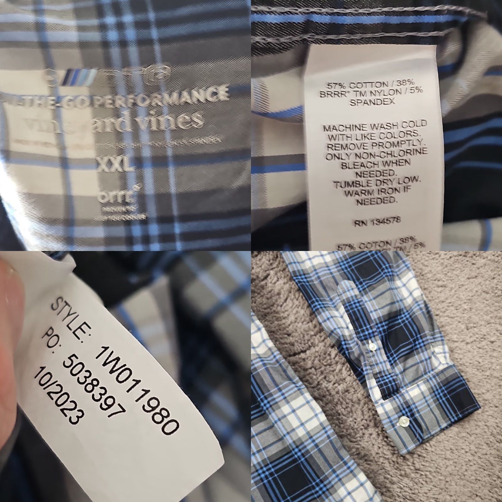 Vineyard Vines Vineyard Vines Shirt 2XL Blue Plaid Performance Long Sleeve Wicking Casual Mens Size US XXL / EU 58 / 5 - 8 Thumbnail