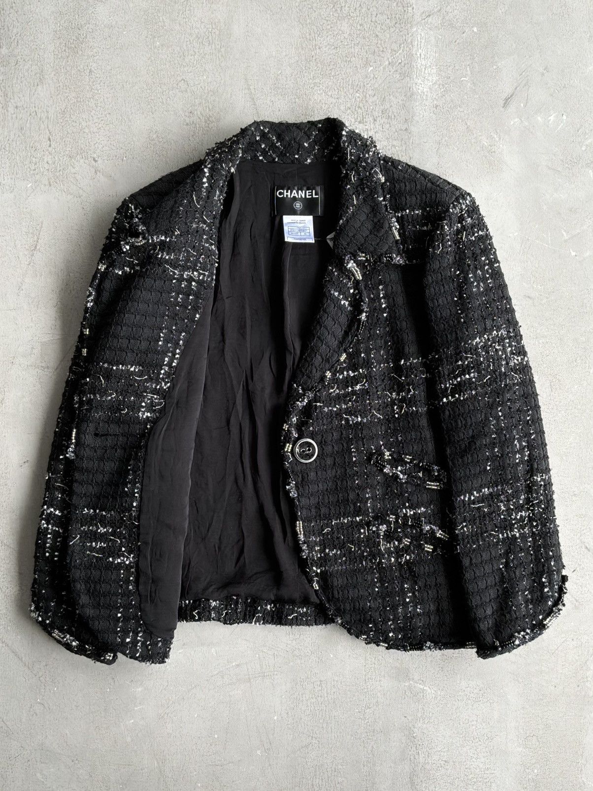 Chanel 2008 Chanel - Single Button Black Tweed Blazer Size XL / US 12-14 / IT 48-50 - 2 Thumbnail
