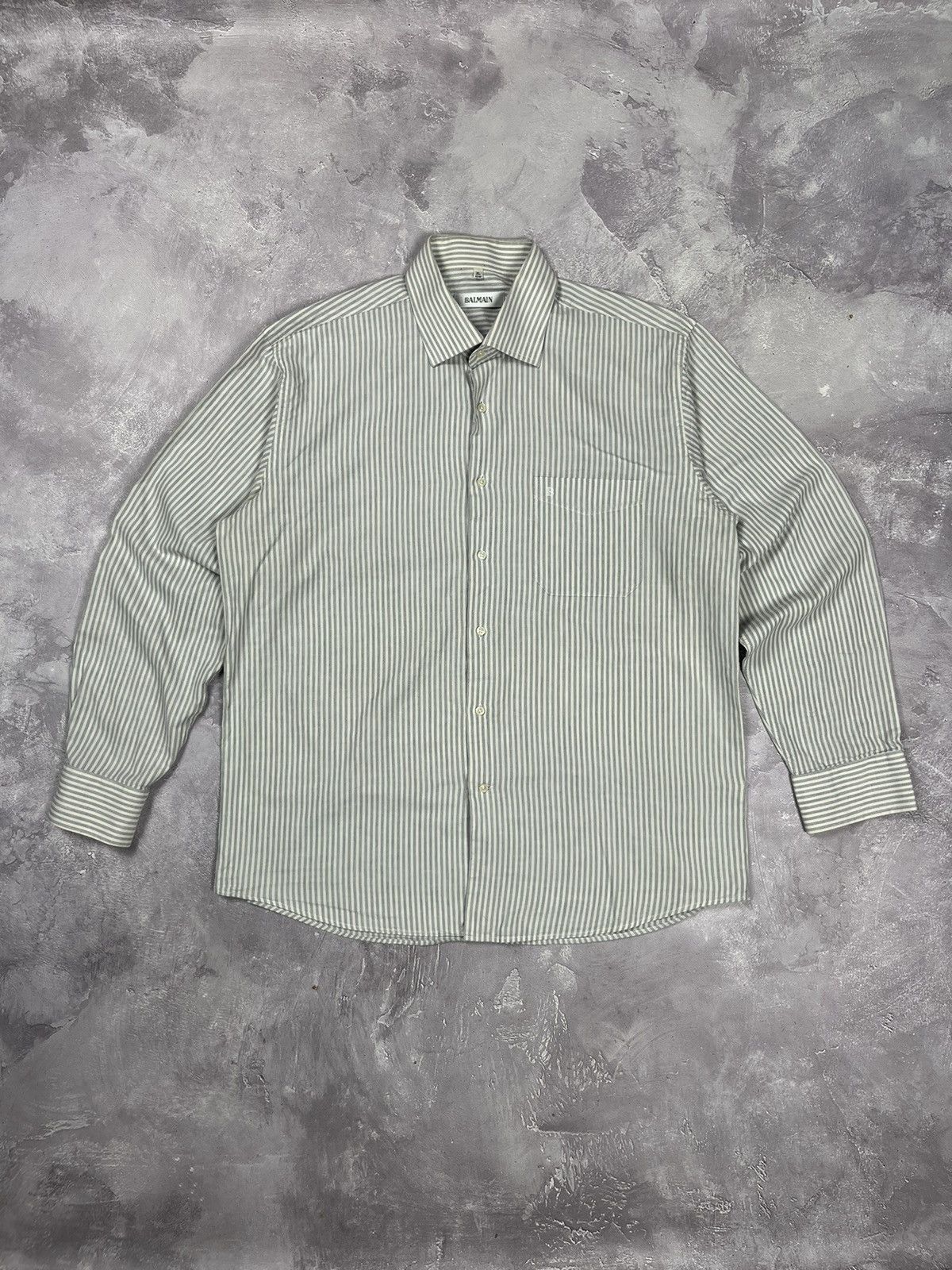 Balmain Balmain Paris Shirt Striped Long Sleeve Men's size XL Size US XL / EU 56 / 4 - 1 Thumbnail