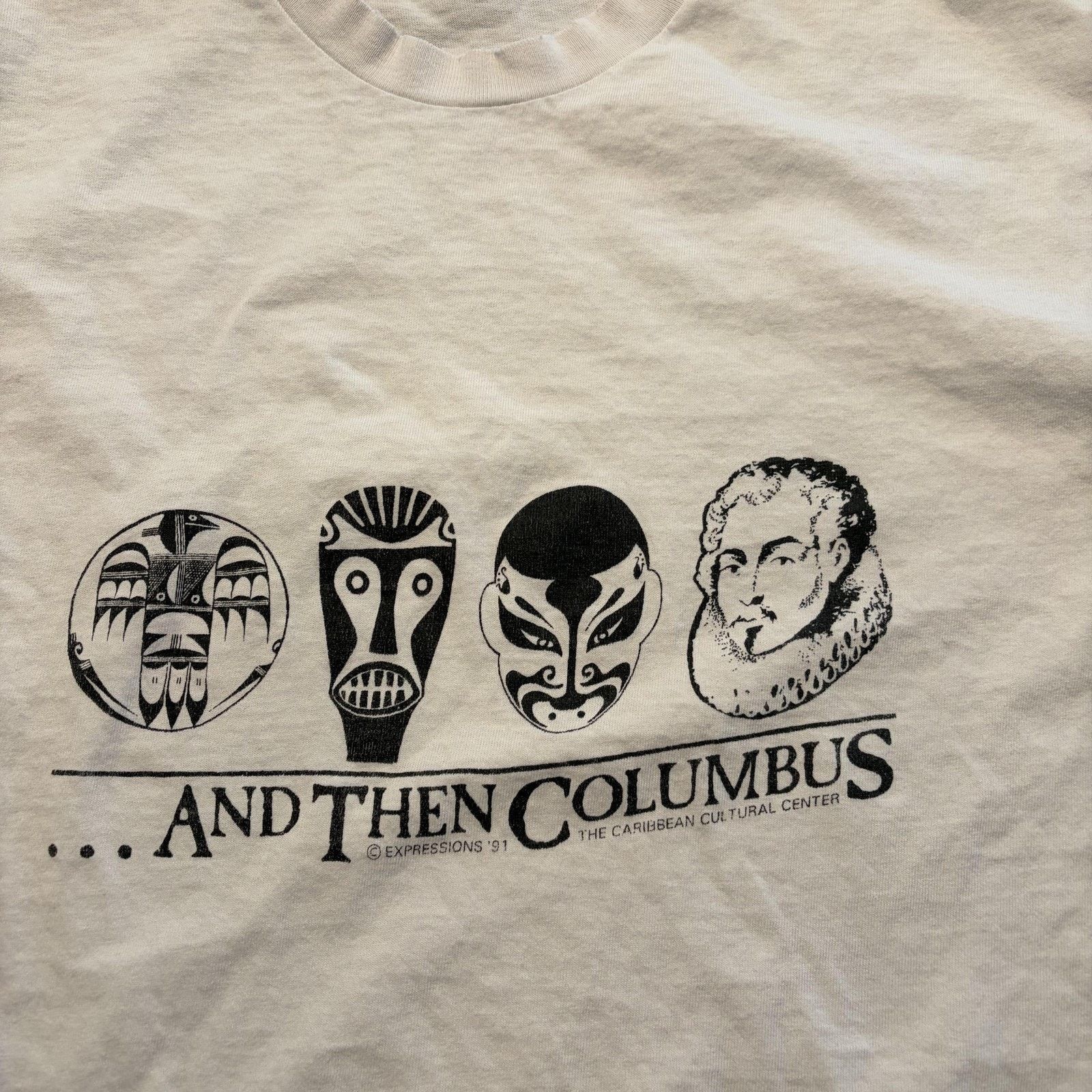 Vintage Vintage And Then Columbus M Caribbean Masks Graphic 1991 Tee Size US M / EU 48-50 / 2 - 3 Thumbnail