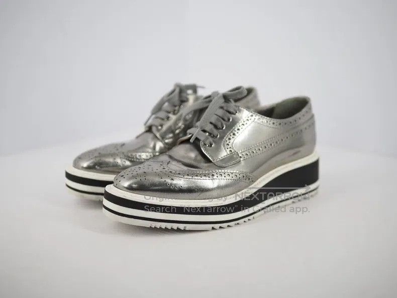 Prada Prada Silver Carved Thick Sole Mules Size US 5.5 / IT 35.5 - 1 Thumbnail
