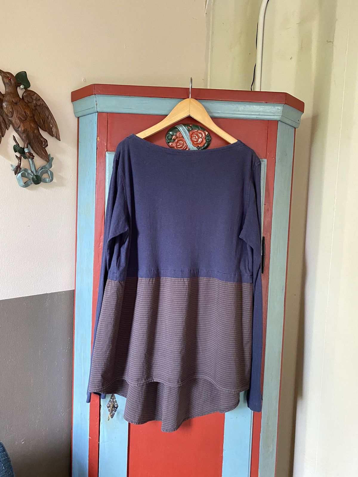 Y's × Yohji Yamamoto Y's YOHJI YAMAMOTO Navy & Brown Layered Tunic Top Size ONE SIZE - 2 Thumbnail