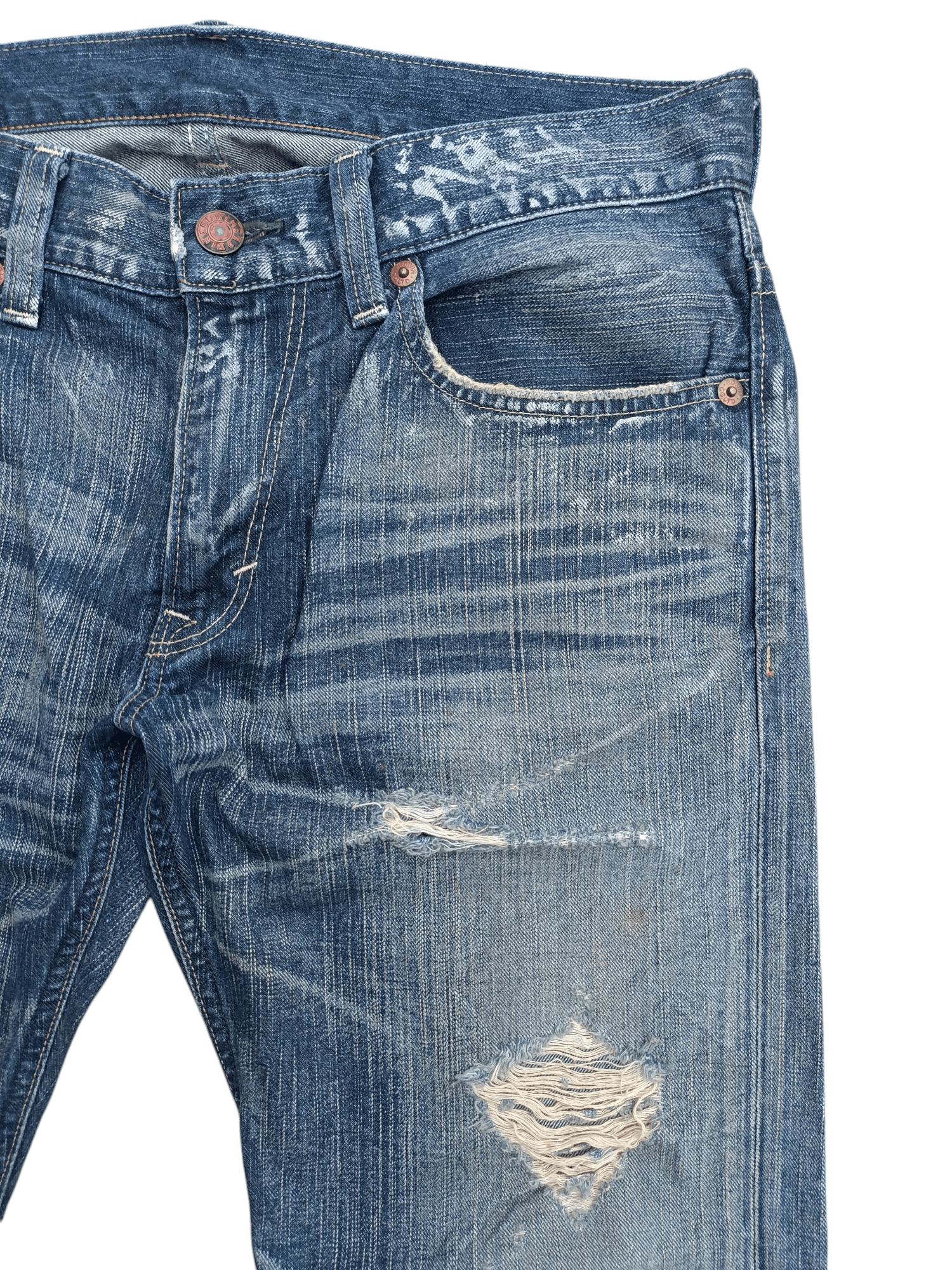 Edwin FLARED Edwin 503 Blue Trip Dirty Mud Wash Distressed Jeans Size US 35 - 14 Thumbnail