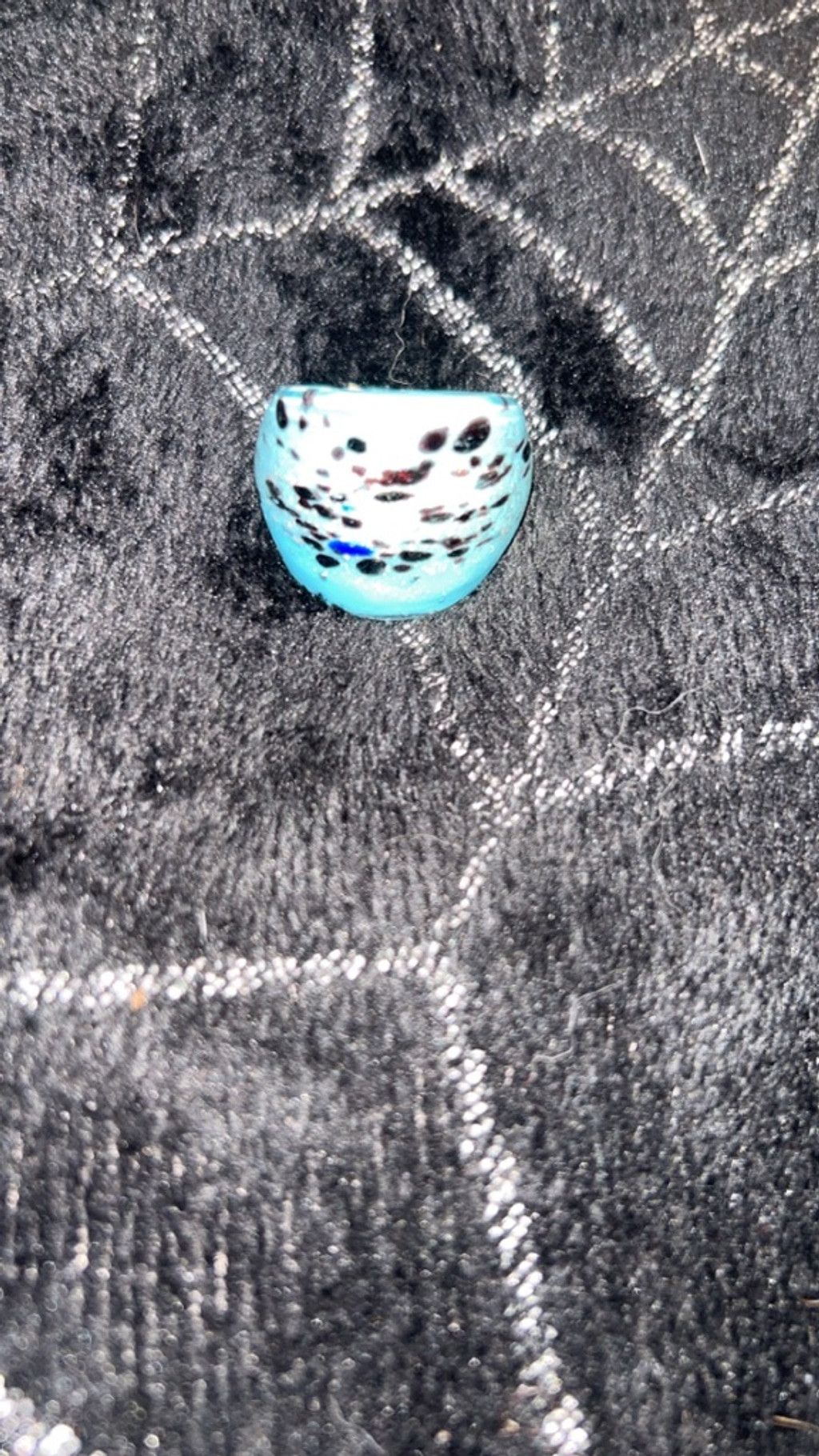 The Unbranded Brand Women's Unbranded Blue & Black Speckled Glass Ring, One Size Size ONE SIZE - 1 Thumbnail