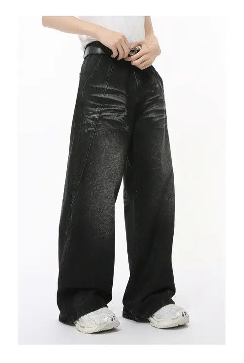 Japanese Brand × Jean American street retro trend washed wide-leg jeans Size US 32 / EU 48 - 3 Thumbnail