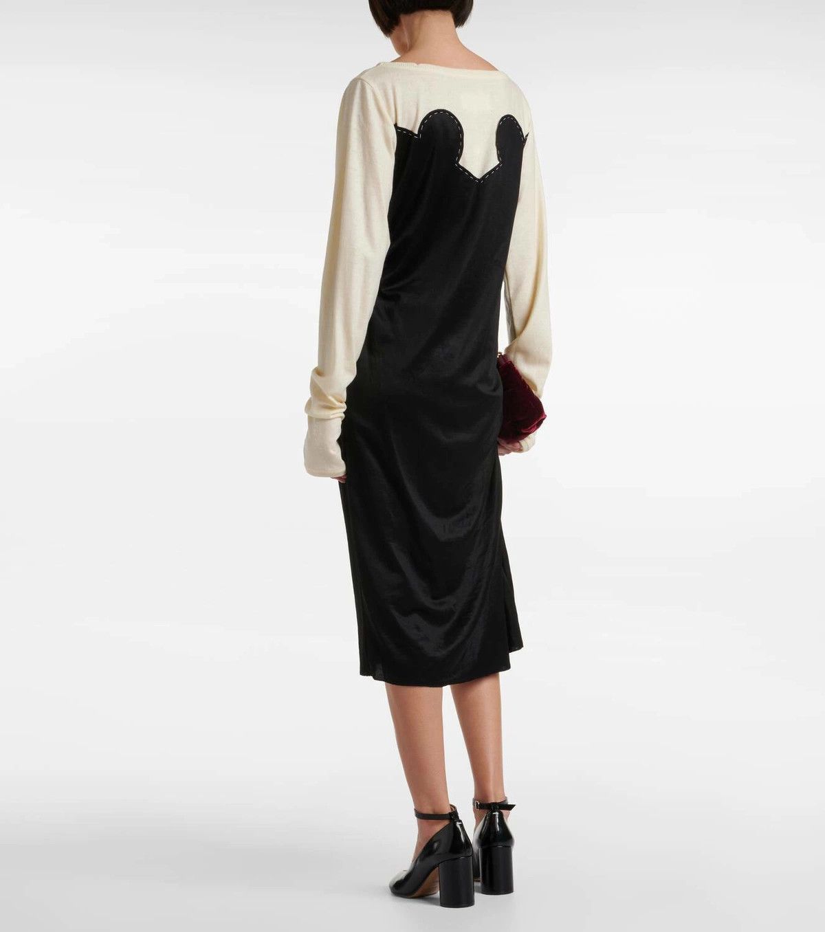 Maison Margiela o1y0625 Midi Dress in Black/Off-White Size XS / US 0-2 / IT 36-38 - 5 Thumbnail