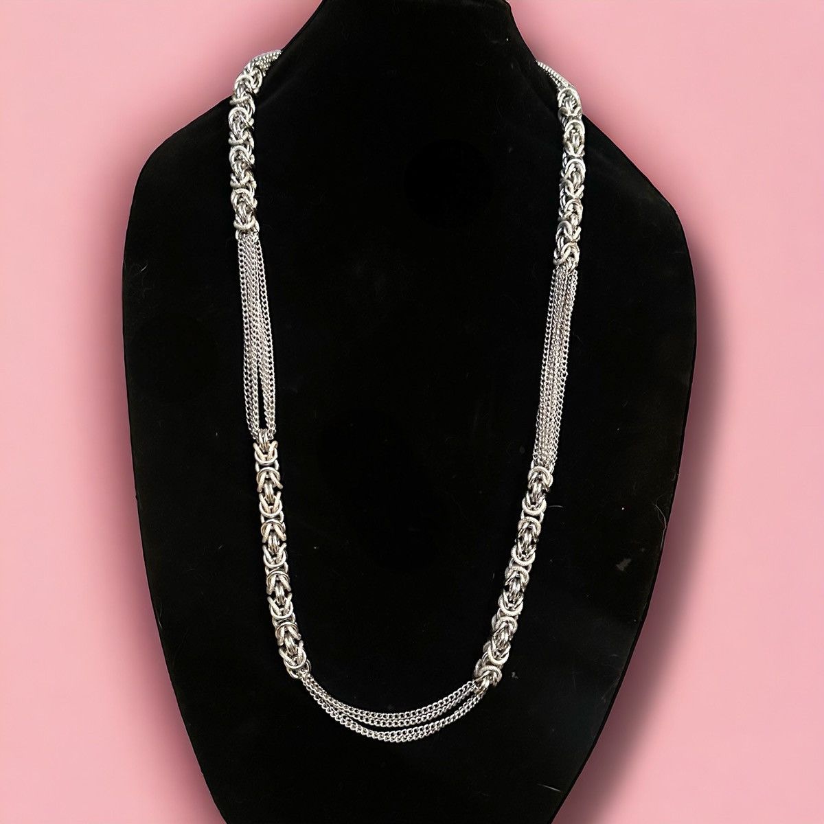 Vintage Vintage silver tone Byzantine and cable link chain necklace Size ONE SIZE - 1 Thumbnail