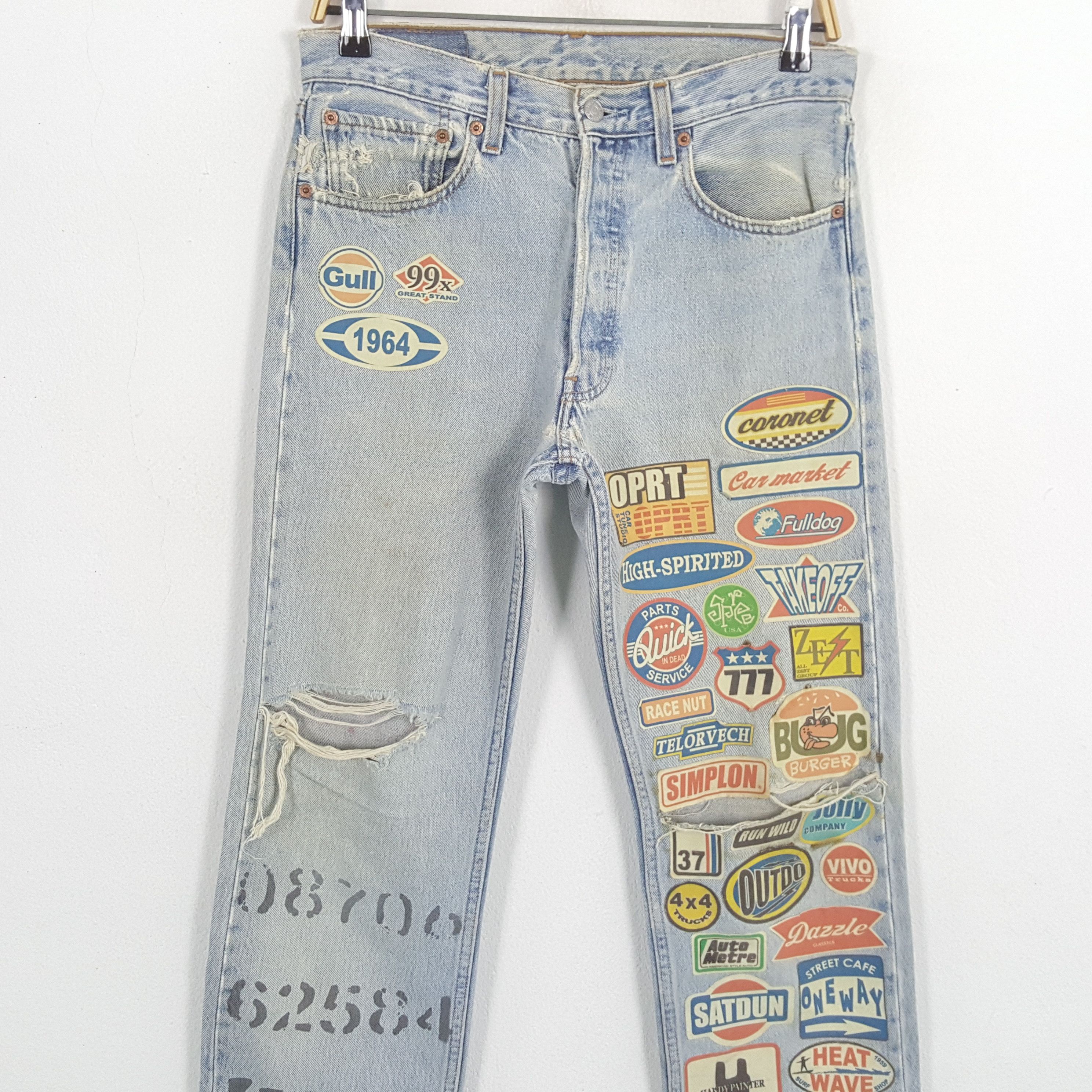 Levi's × Levi's Vintage Clothing Vintage LEVI'S Kurt Cobain Distressed Patchwork Style Jeans Size US 29 - 2 Thumbnail