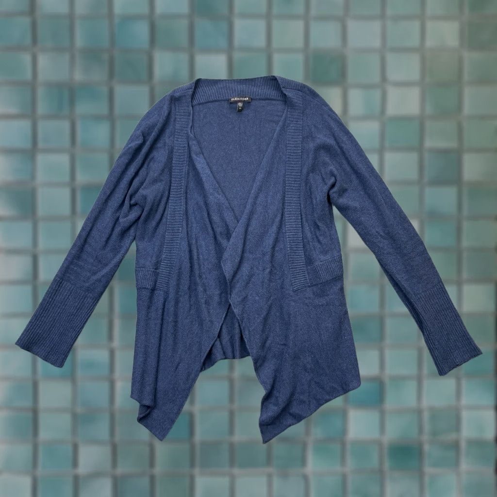 Eileen Fisher Eileen Fisher Womens XS Blue Merino Rib Cardigan Sweater Open Front Size XS / US 0-2 / IT 36-38 - 1 Thumbnail