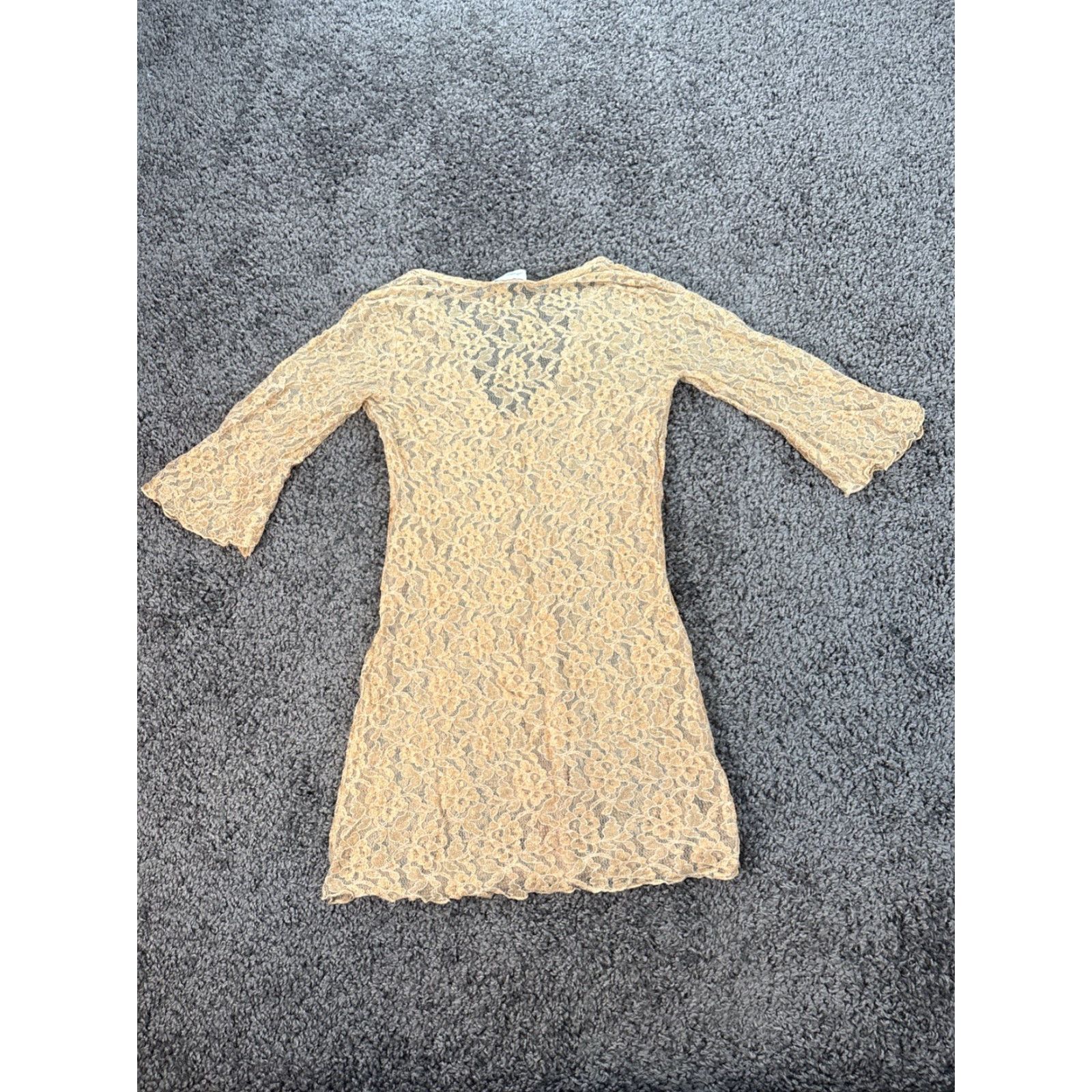 Vintage VINTAGE Jordan Taylor A-Line Dress Womens Medium Floral Lace Yellow 90s Fairy Midi V-Neck 3/4 Sleeve Size M / US 6-8 / IT 42-44 - 6 Thumbnail