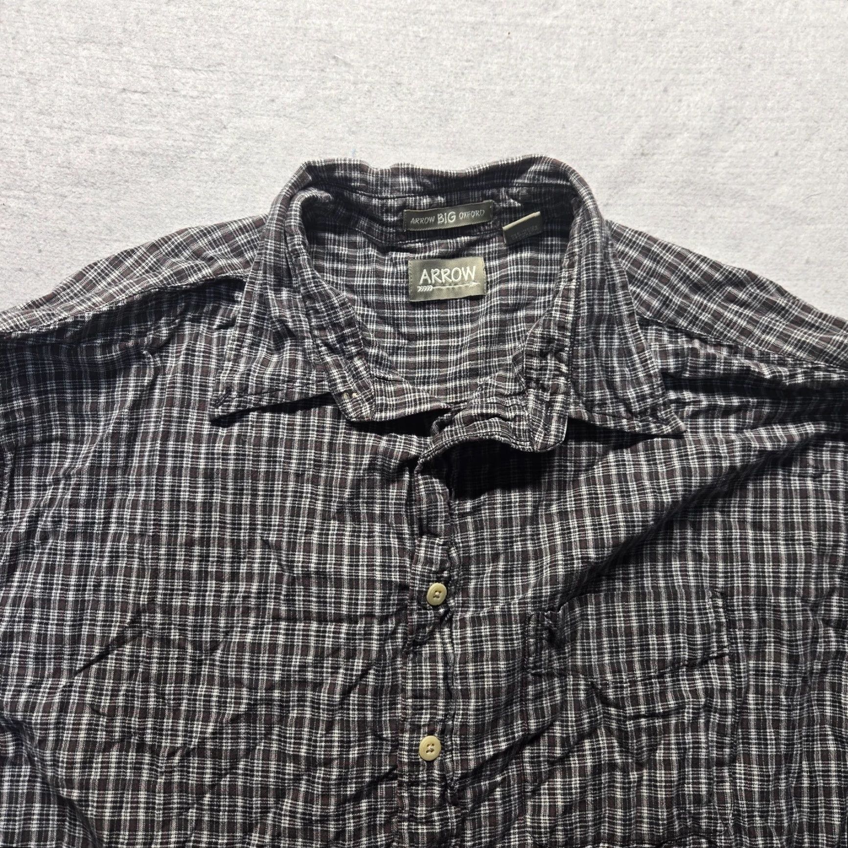 Arrow Arrow Shirt 2XL Mens Brown Checkered Long Sleeve Cotton Button-Up Shirt Size US XXL / EU 58 / 5 - 2 Thumbnail