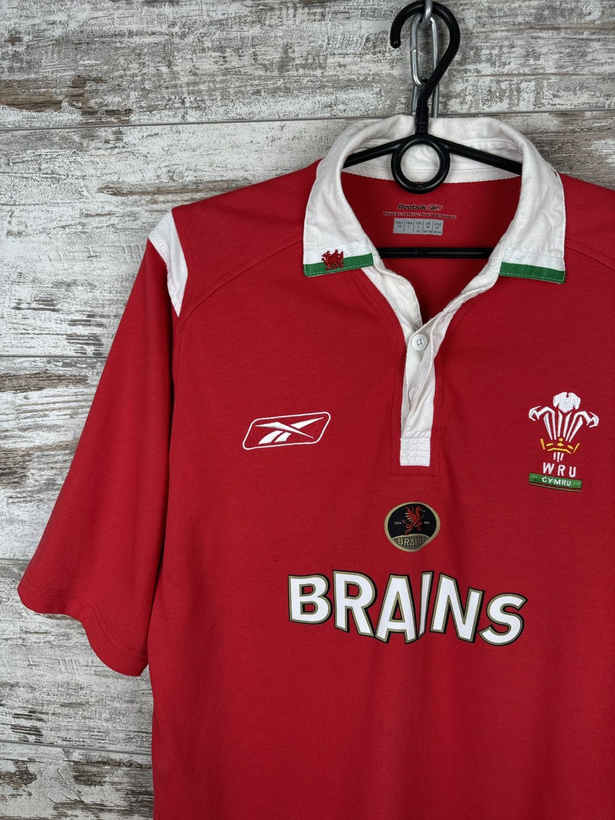 Reebok × Vintage Mens Vintage Reebok Union Wales rugby jersey national team Size US L / EU 52-54 / 3 - 3 Thumbnail