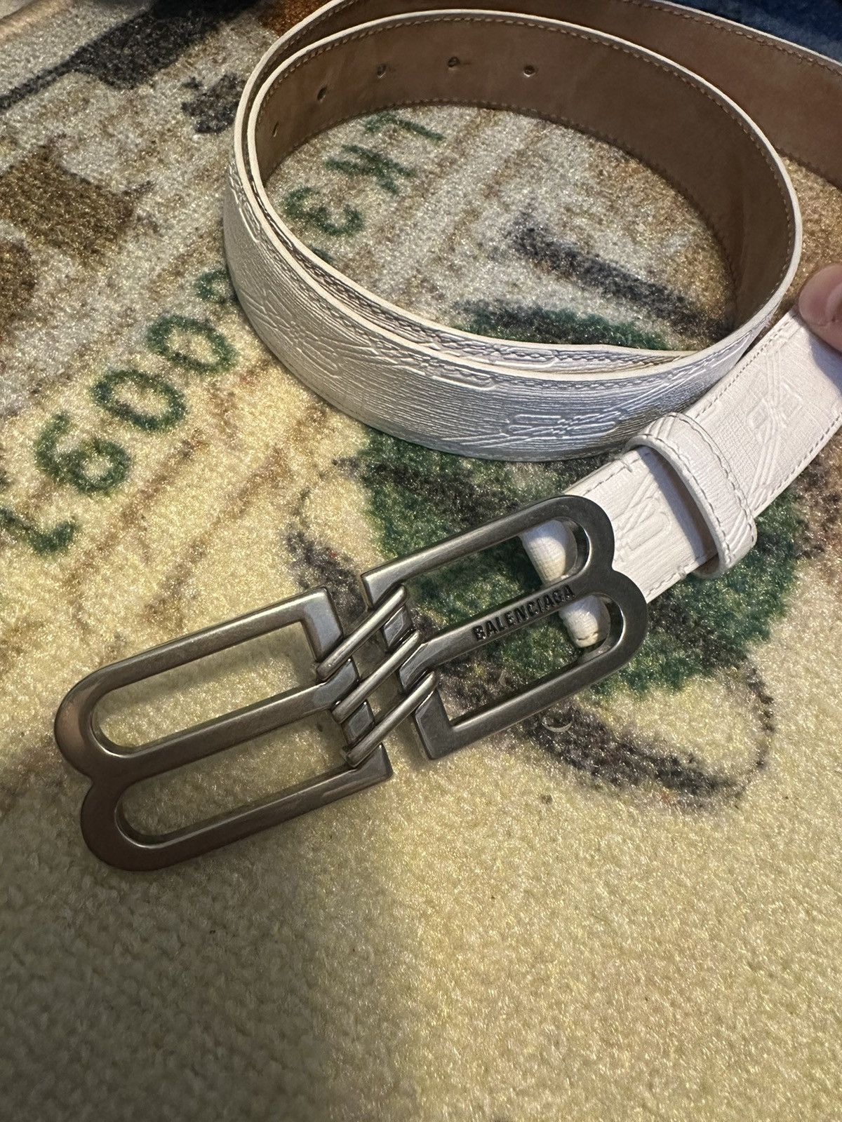 Balenciaga Balenciaga white bb monogram belt | Grailed