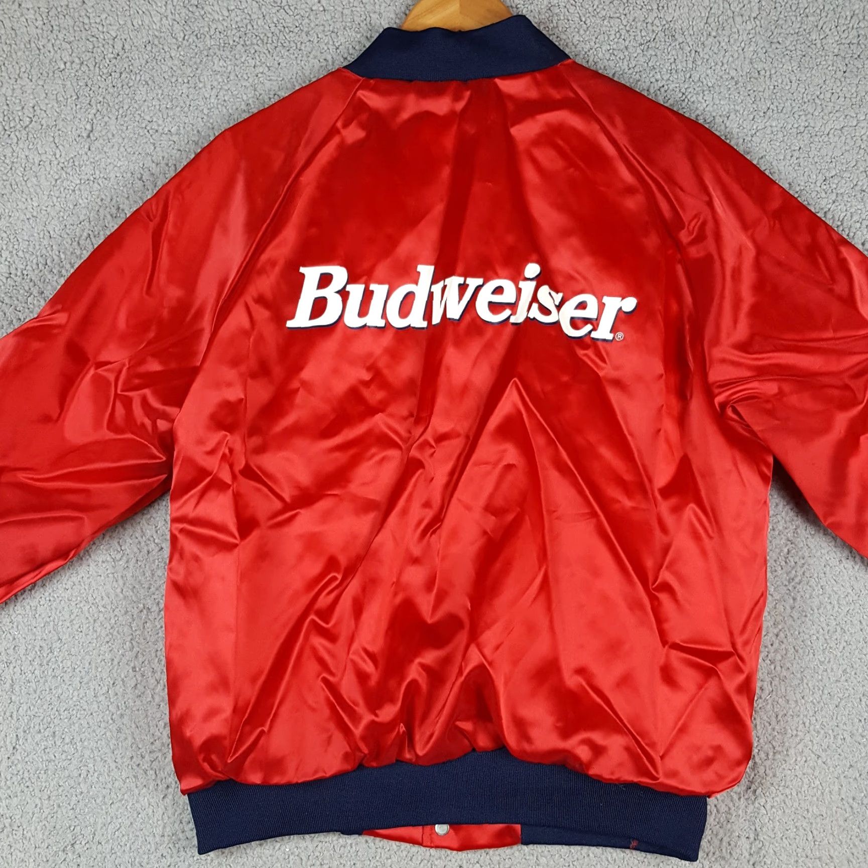 Budweiser VINTAGE Budweiser Bud Racing Satin Men's Size Large Varsity Bomber Jacket Size US L / EU 52-54 / 3 - 5 Thumbnail