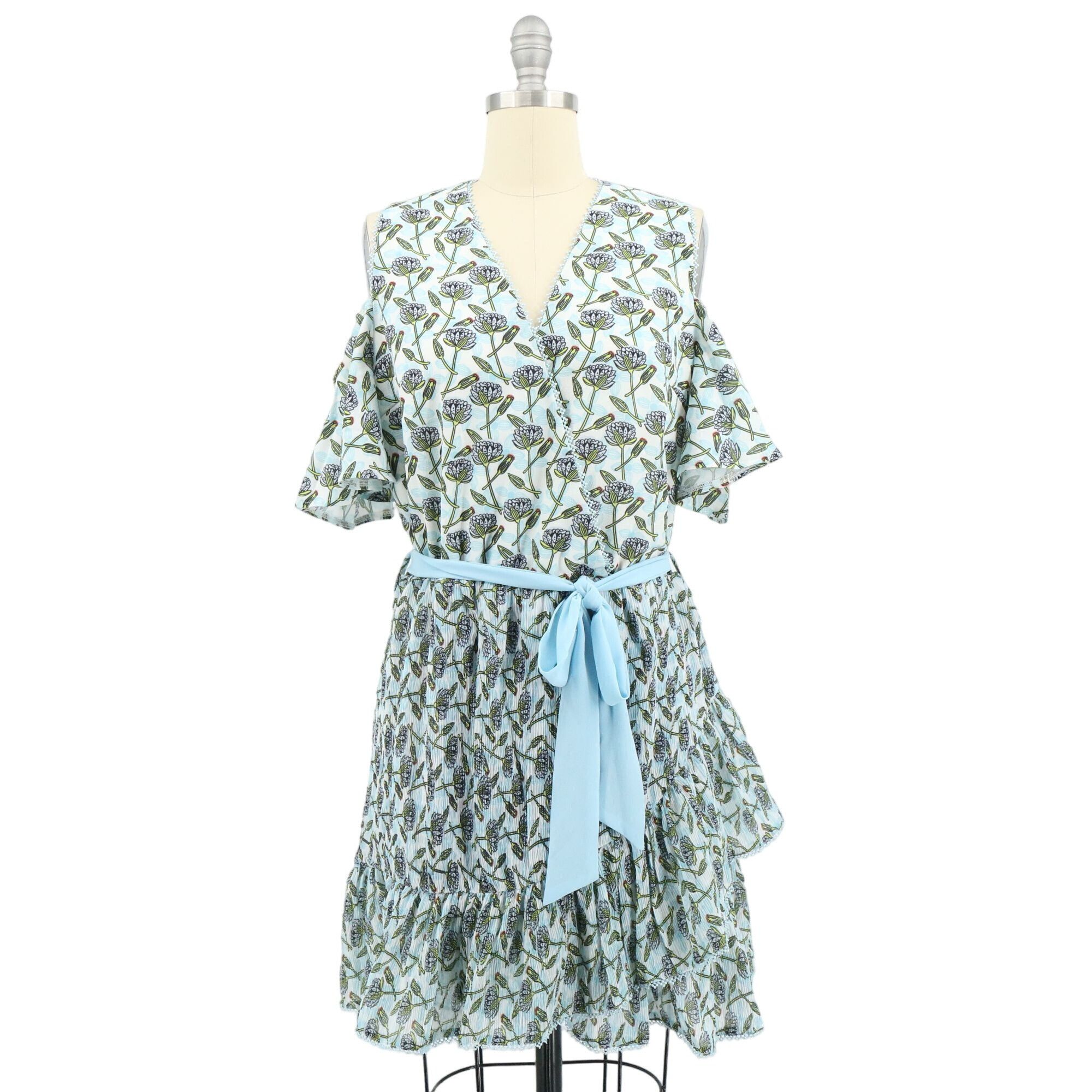Other NWT Foxiedox Lexie Cross Floral Cold Shoulder Dress Blue Whi Size M / US 6-8 / IT 42-44 - 3 Thumbnail