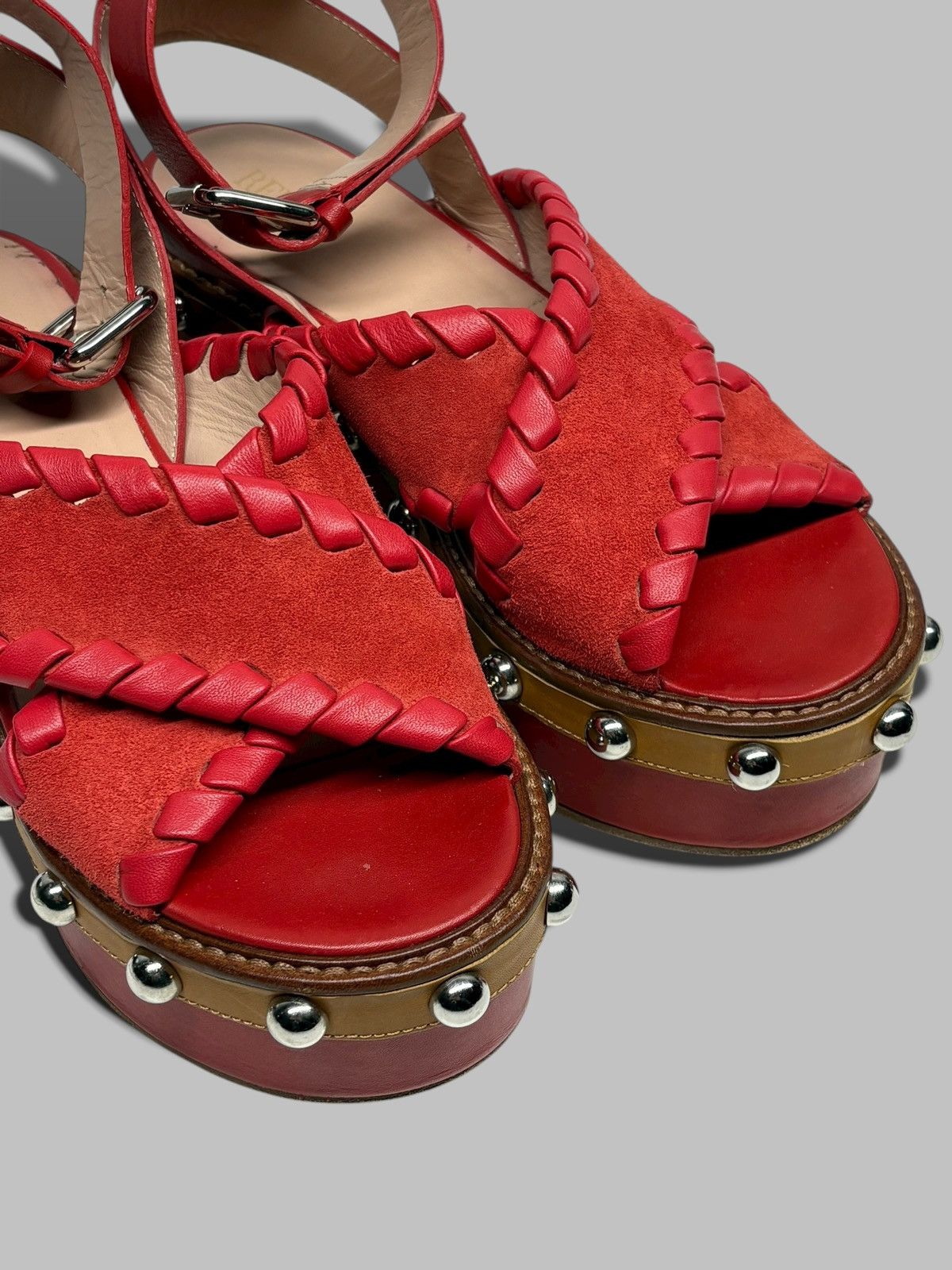 RED Valentino Red Valentino Studded Platform Sandals Hot Red 800$ RRP Size US 8 / IT 38 - 11 Thumbnail