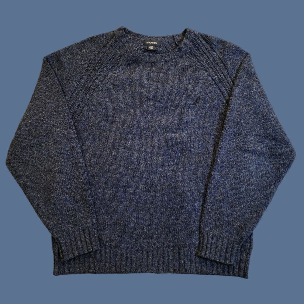 Nautica VINTAGE Nautica Sweater Crewneck Knit Wool & Cotton Blend Blue XL Men Regular Size XL Size US XL / EU 56 / 4 - 1 Thumbnail