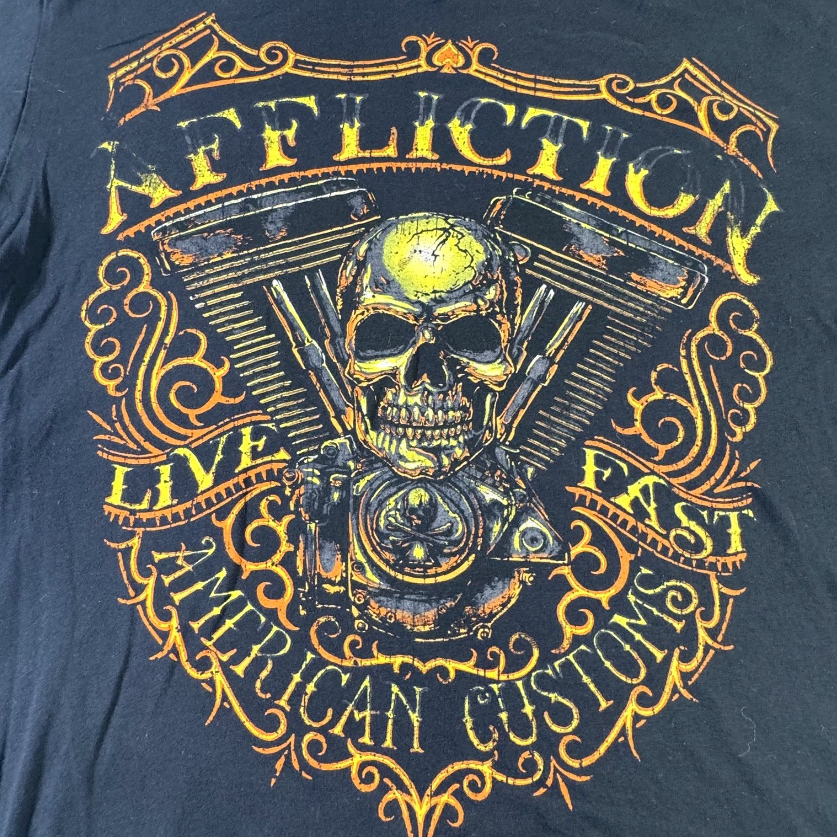 Affliction VINTAGE Affliction T-Shirt Men XL Black Graphic Print Skull Biker Motorcycle Rock USA 2000s Size US XL / EU 56 / 4 - 2 Thumbnail