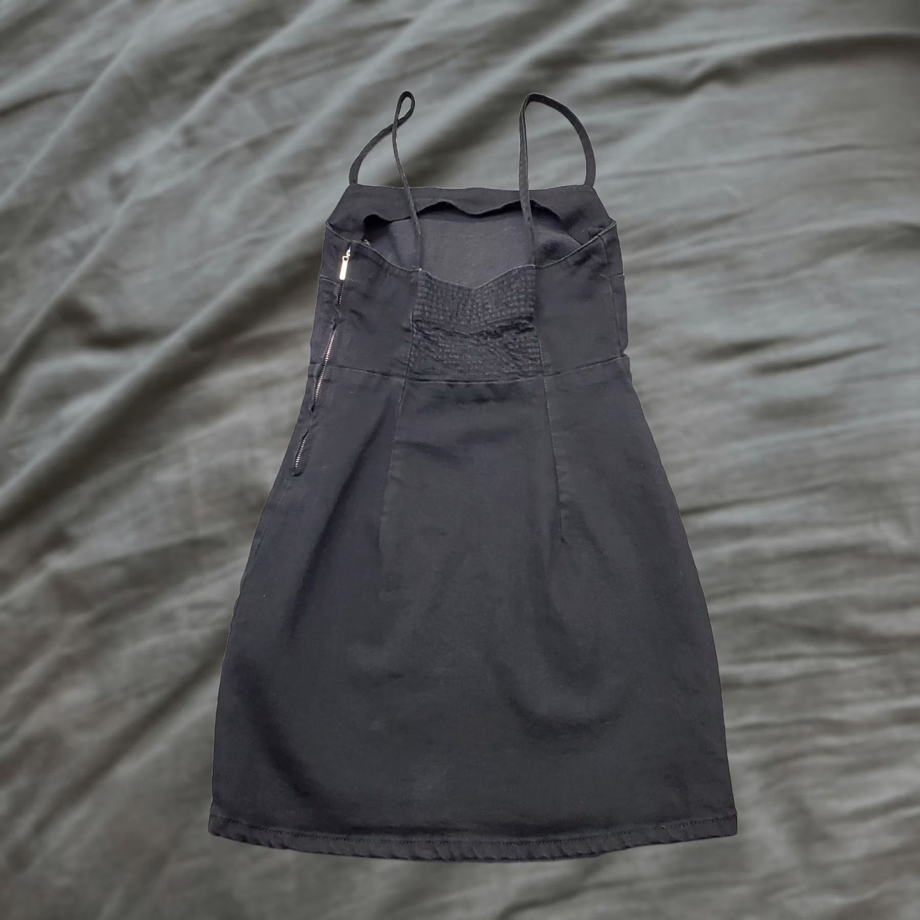Zara Zara Womens XS Black Mini Dress Stretch Spaghetti Strap Smocked Back Side Zip Sleeveless Casual Summer Size XS / US 0-2 / IT 36-38 - 1 Thumbnail