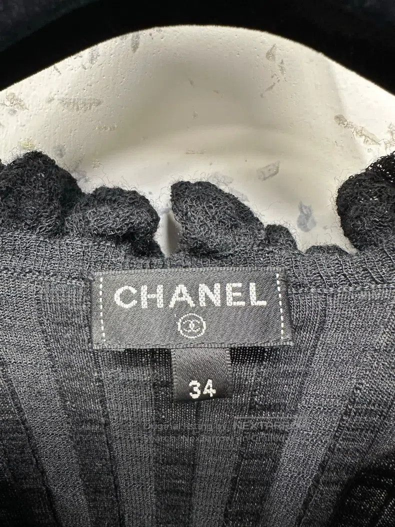 Chanel Chanel Black elastic knitted lace collar puff sleeves Size XXS / US 00 / IT 34 - 3 Thumbnail