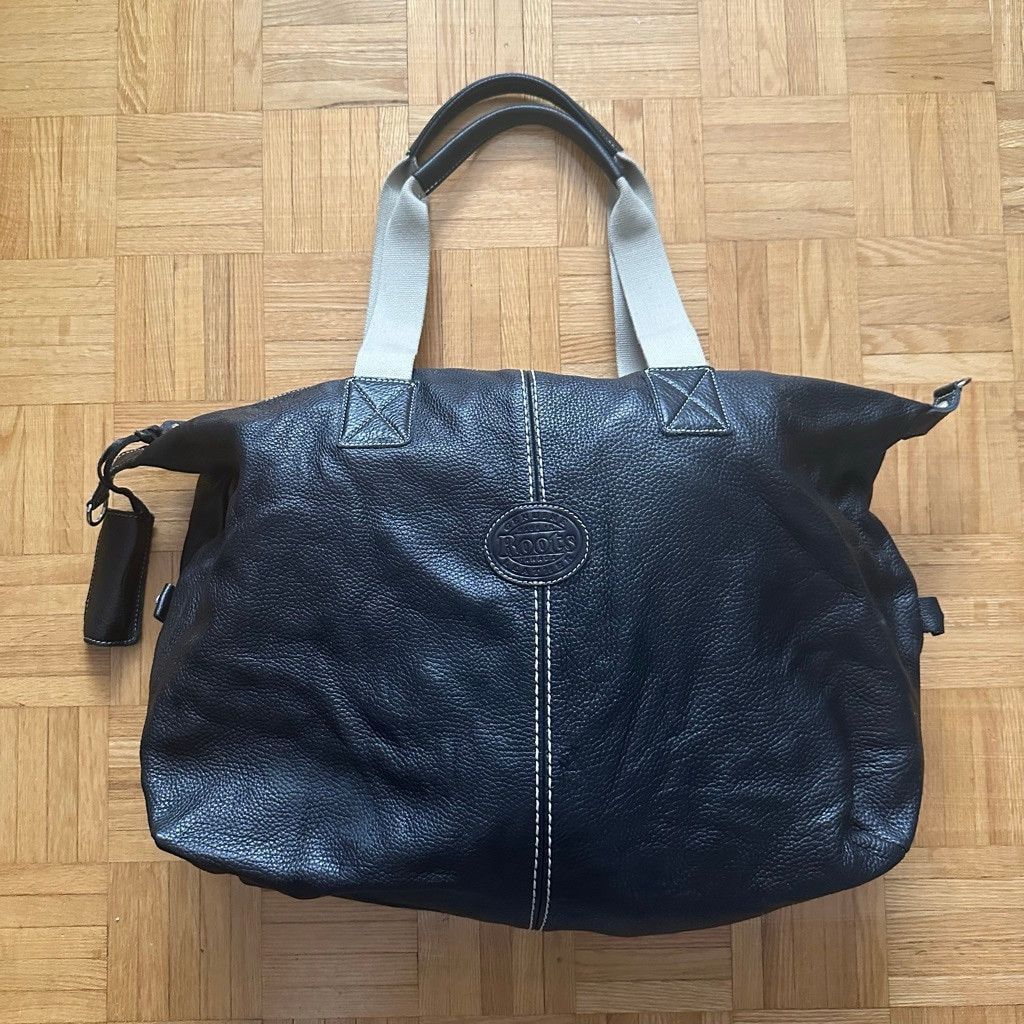 Roots Vintage Roots black tumbled leather duffle weekender bag Size ONE SIZE - 1 Thumbnail