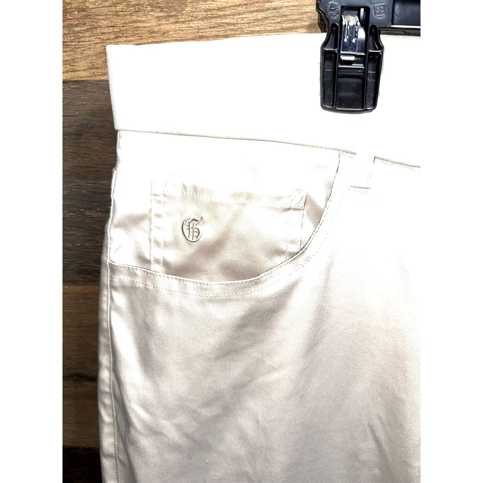 Vintage Greyson Golf Pants Mens 38x27 Beige Hemmed Regular Fit Size US 38 / EU 54 - 2 Thumbnail