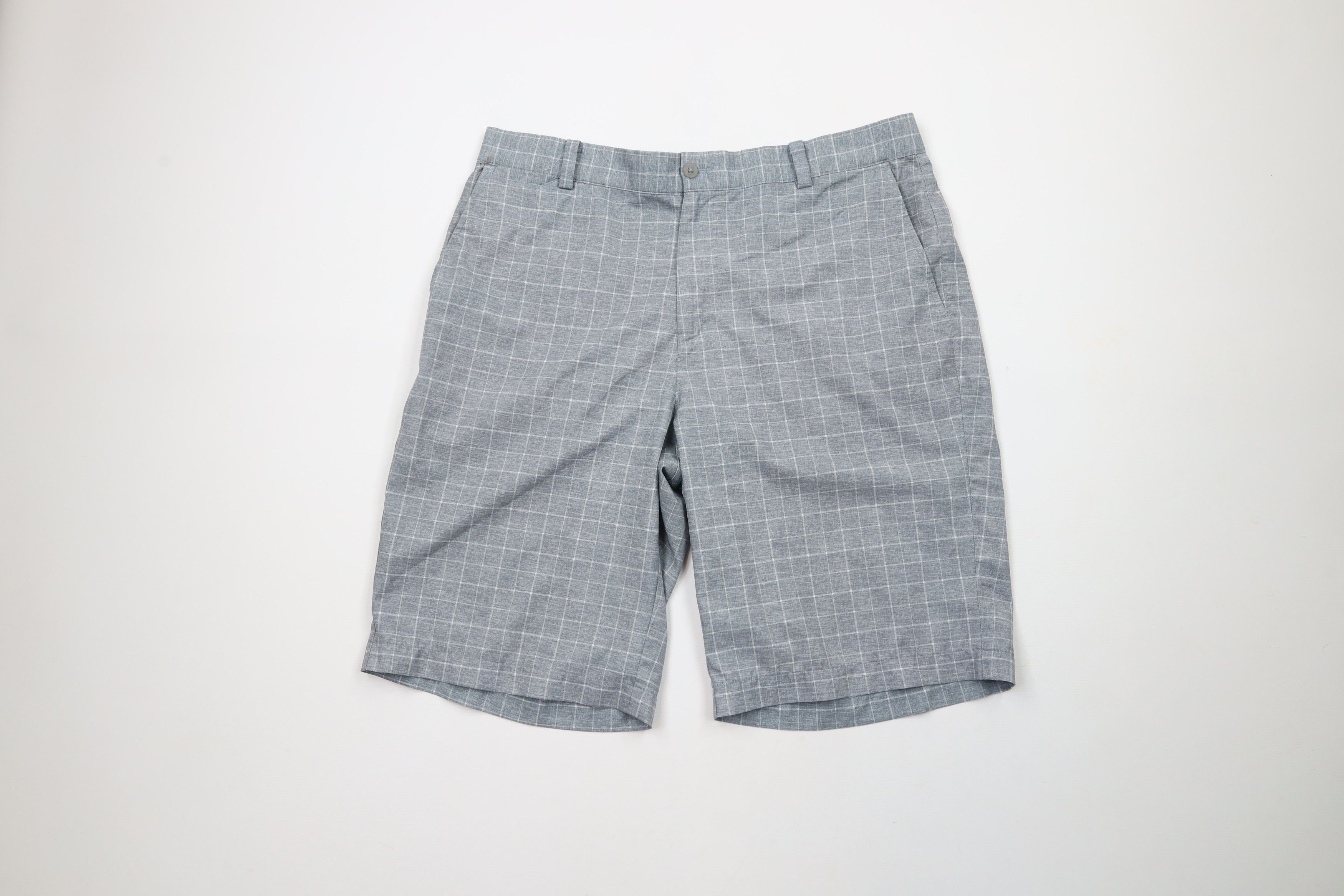Nike × Vintage Nike Golf Performance Tech Golfing Chino Shorts Gray Plaid Size US 34 / EU 50 - 1 Thumbnail
