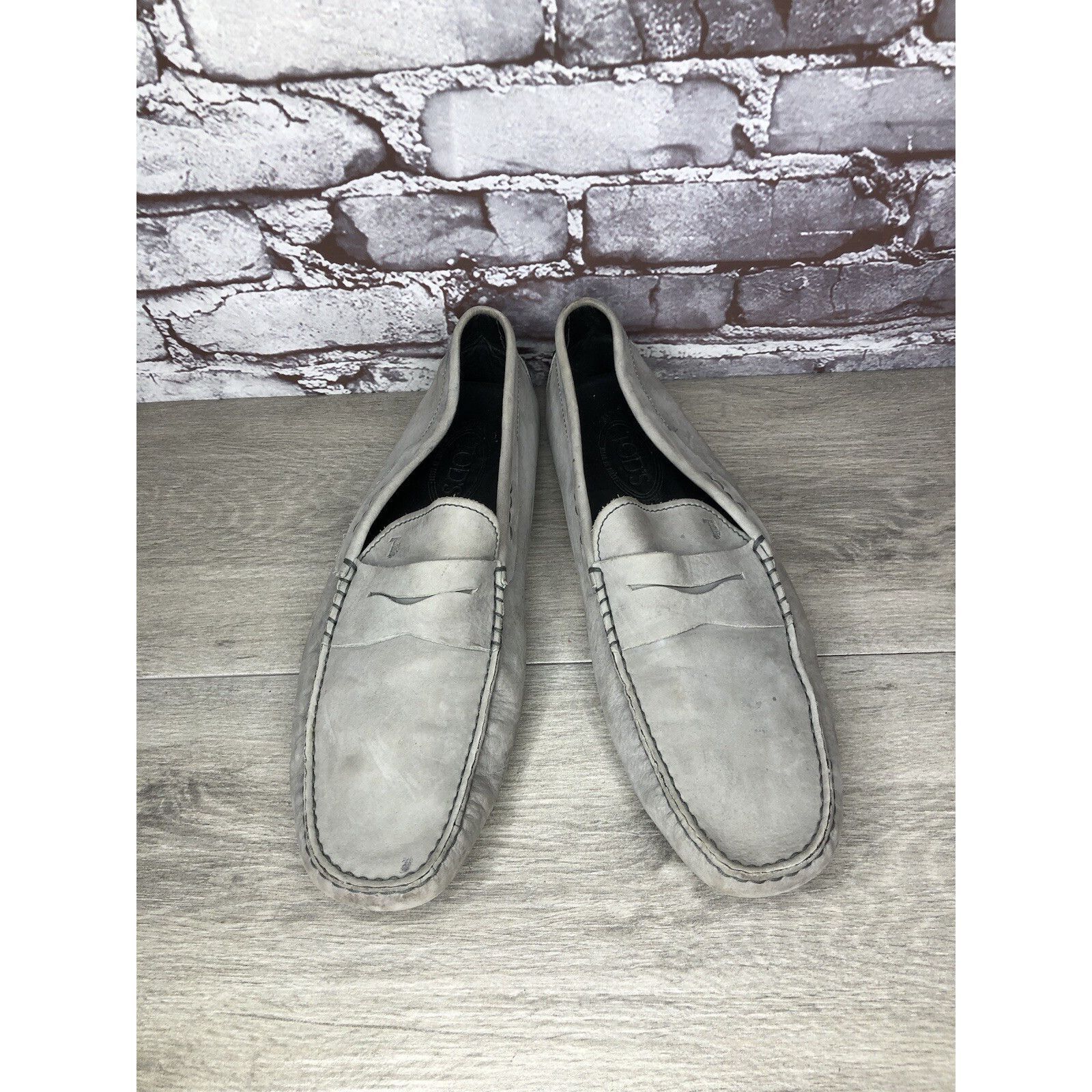Tod's Tods Gray Suede Leather Penny Gommino Driving Loafers Shoes Size US 10.5 / EU 43-44 - 15 Thumbnail