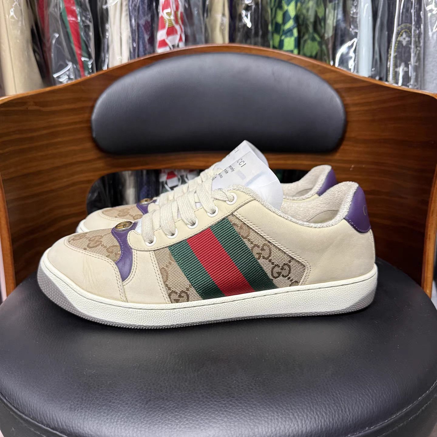 Gucci Gucci GG Brown Purple Enamel Dirty Sneakers K15 Size US 6 / EU 39 - 6 Thumbnail