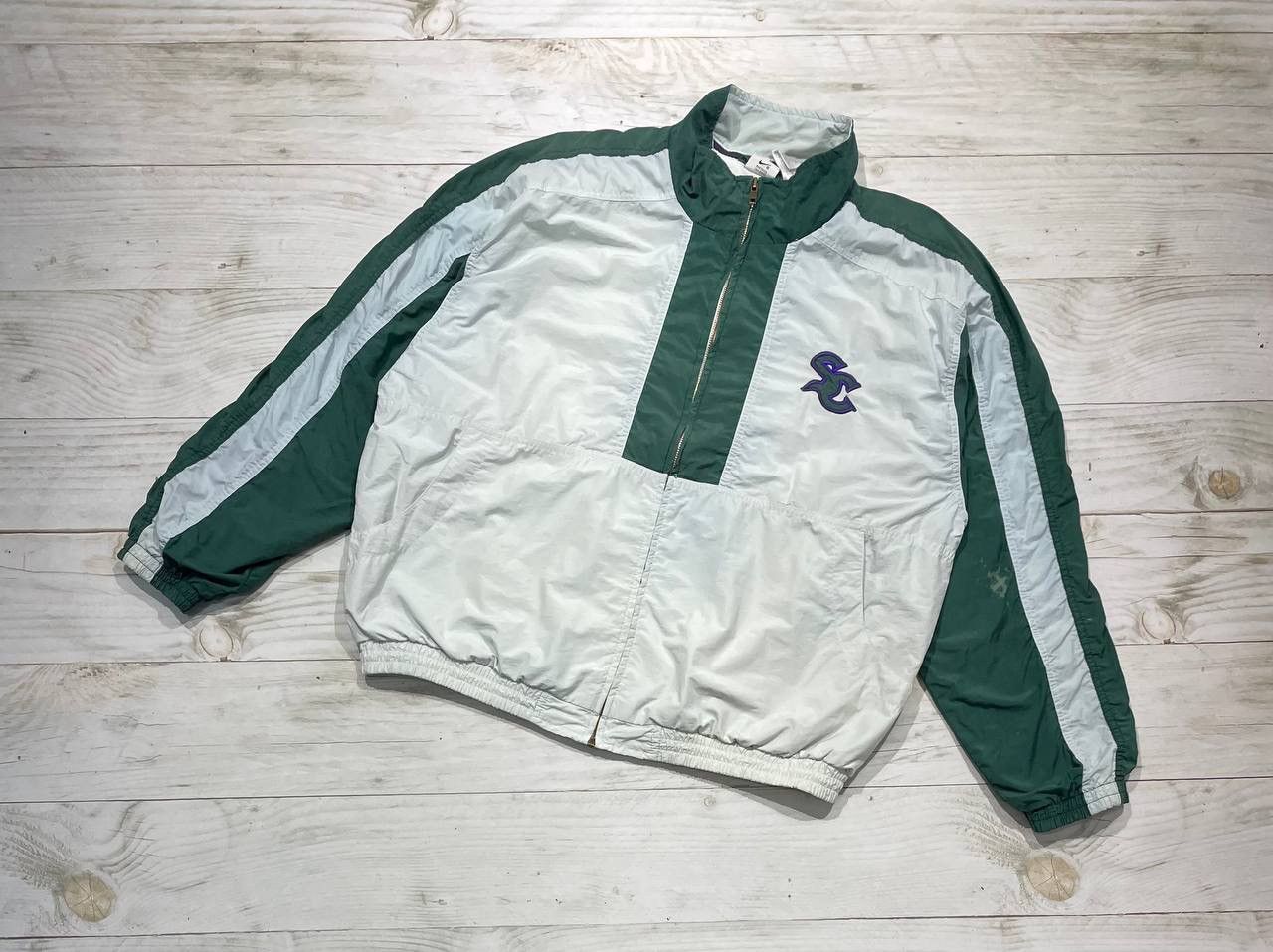 image of Vintage Nike Supreme Court 90's Jacket Nylon Big Logo in Green White, Men's (Size Large)