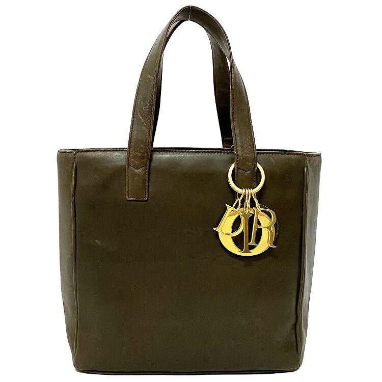 Dior Handbag Leather Brown Gold