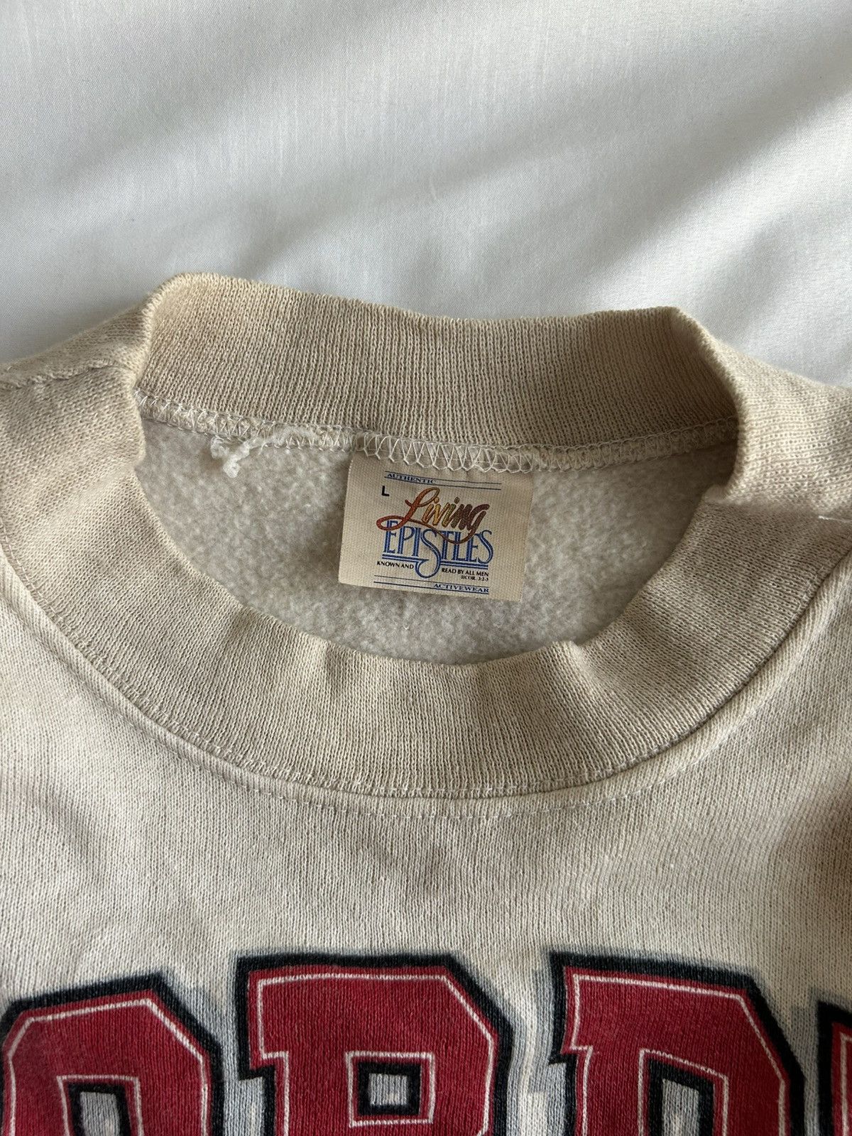 Vintage Vintage 90s Jesus Sweatshirt Lords Gym Living Epistles Rare Size US L / EU 52-54 / 3 - 5 Thumbnail