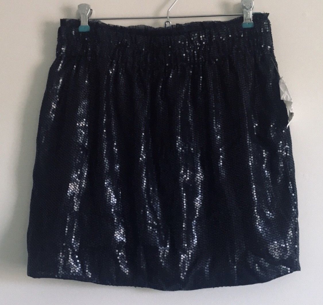 Other BAR III SEQUIN MINI SKIRT W/ LACE EMBROIDERY SZ L Size 30" / US 8 / IT 44 - 6 Thumbnail