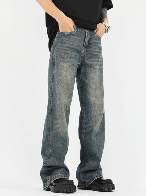 Japanese Brand × Jean Washed distressed retro trendy cleanfit loose jeans Size US 32 / EU 48 - 3 Thumbnail