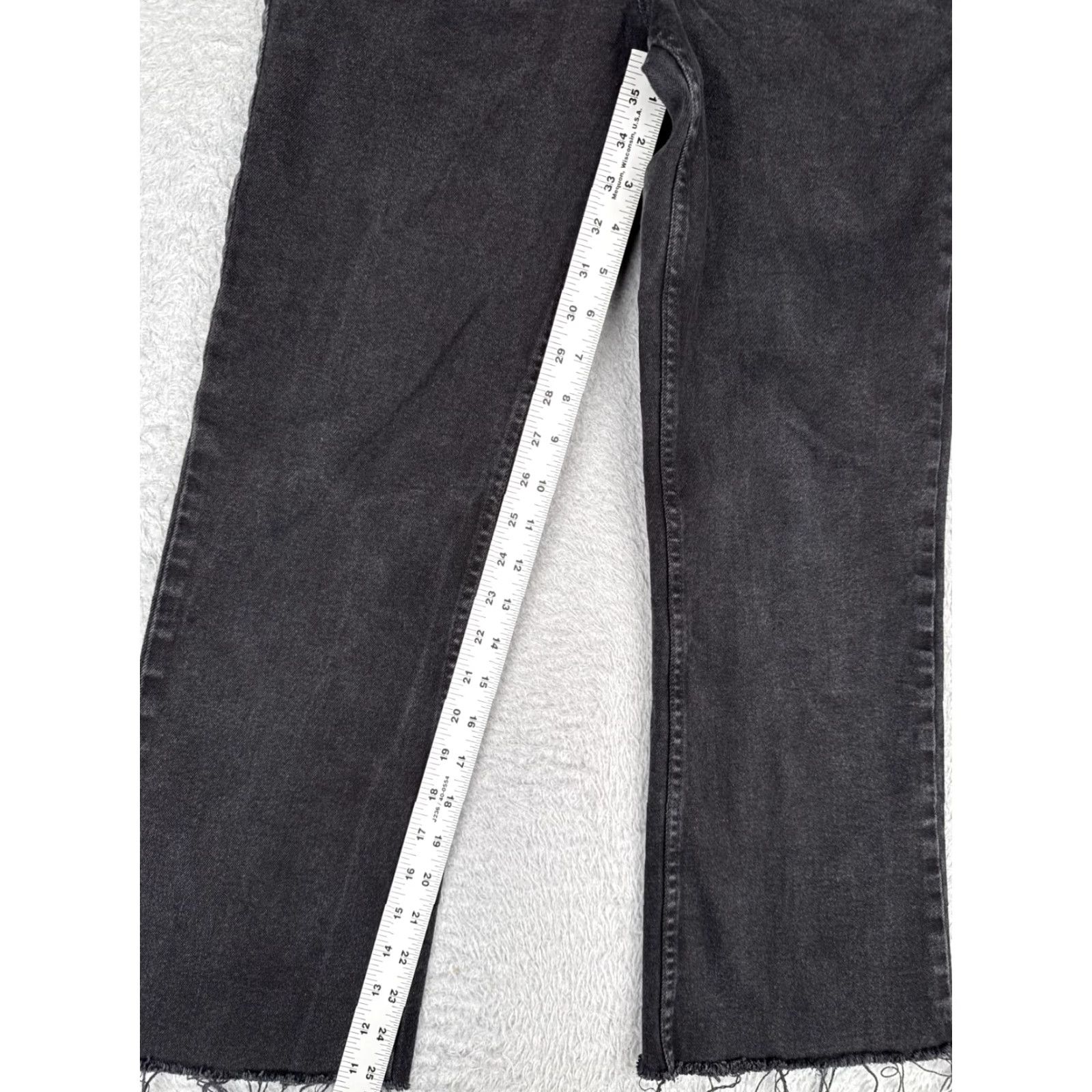 Zara Zara Jeans Women 8 Black Denim Wide Bootcut High Rise Cotton Blend Raw Hem 28x26 Jeans Womens 90s Retro Distressed Pockets Logo 5-Pocket Size 30" / US 8 / IT 44 - 7 Thumbnail
