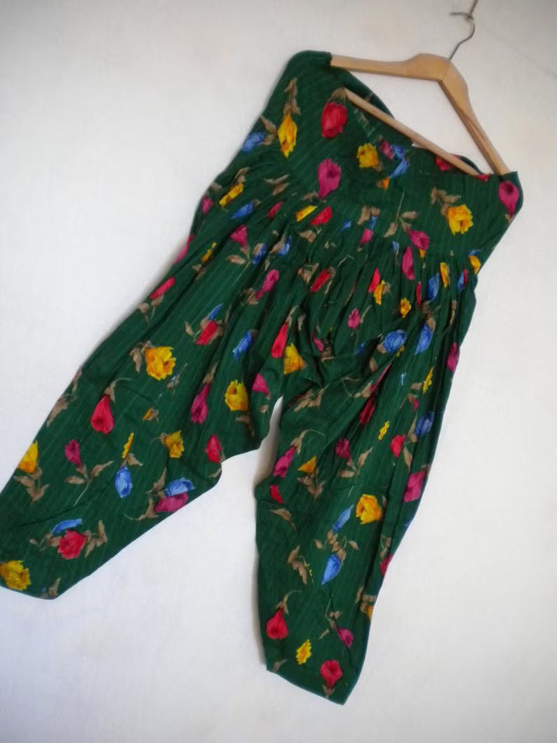 Other drop crotch women`s pant, S M thai harem oriental pants Size 27" / US 4 / IT 40 - 5 Thumbnail