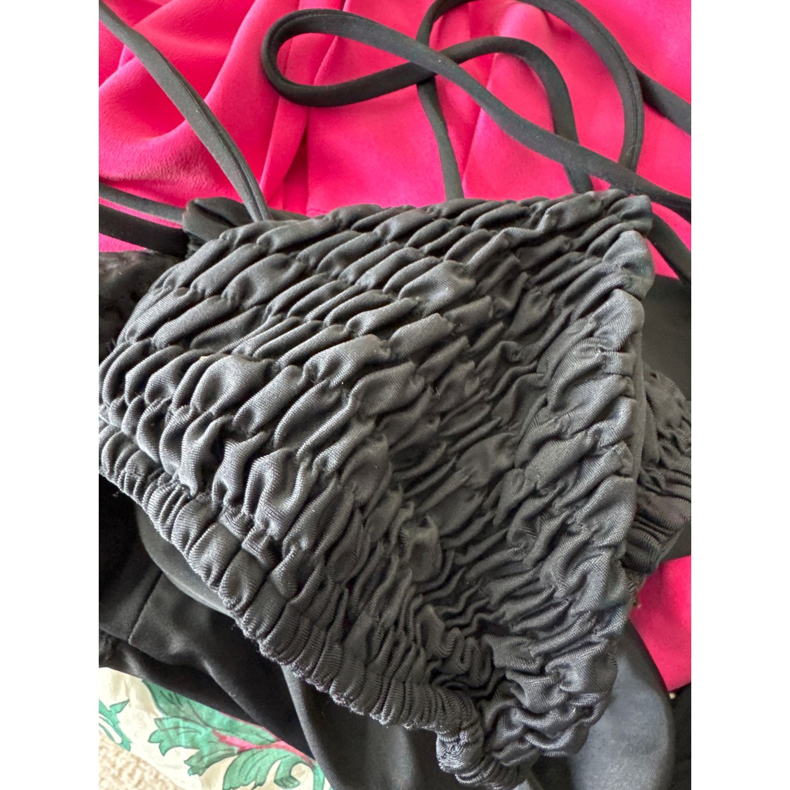 Other TORI PRAVER Triangle Textured Ruched Black Bikini Small Size ONE SIZE - 4 Thumbnail