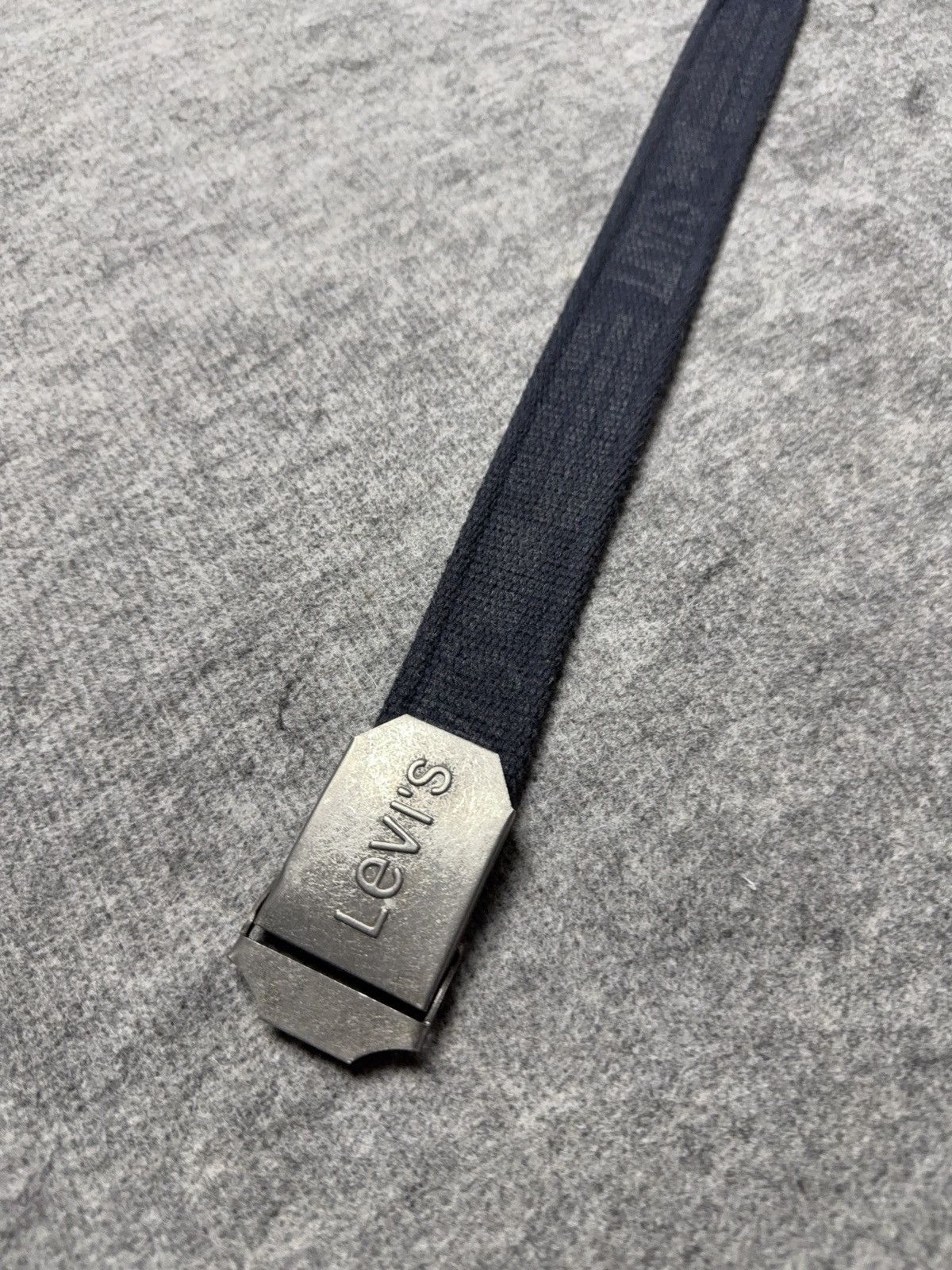 Levi's 00s Y2K Vintage Levi’s Navy Cotton Belt Metal Logo Buckle Size ONE SIZE - 4 Thumbnail