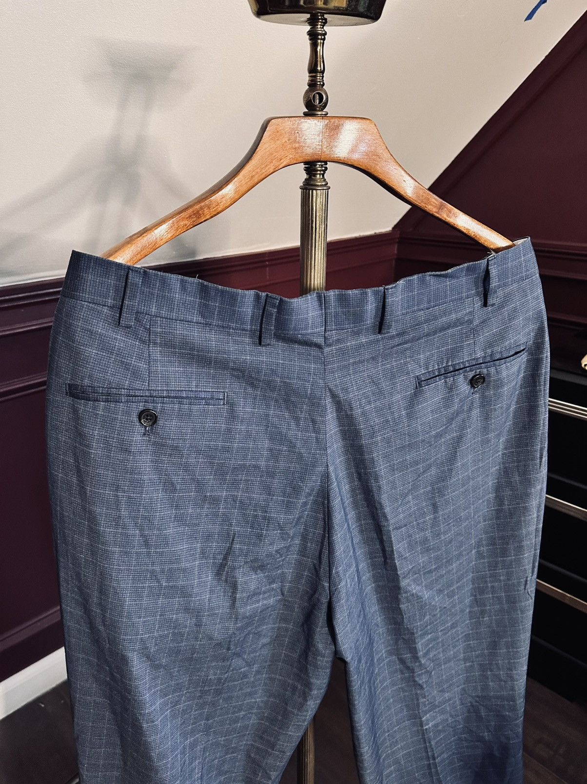 RRL Ralph Lauren Double RL blue plaid Egyptian flat front pants trousers Size US 37 - 7 Thumbnail