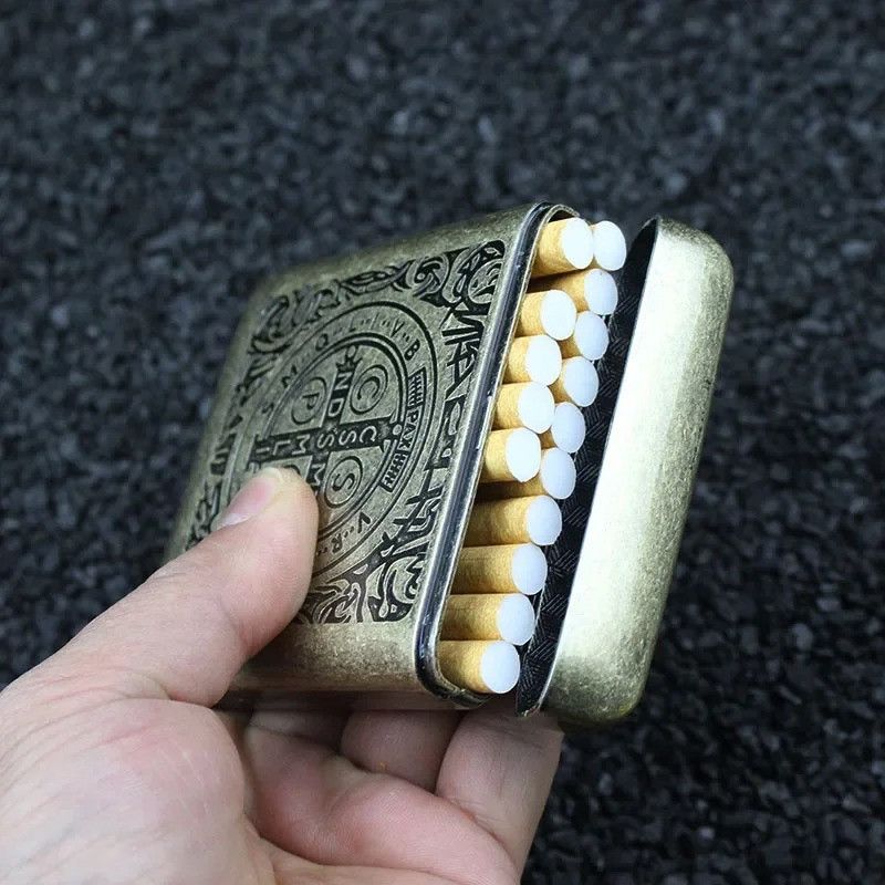 Other Cigarette Box Storage Case Portable Retro Bronze Gift Size ONE SIZE - 2 Thumbnail