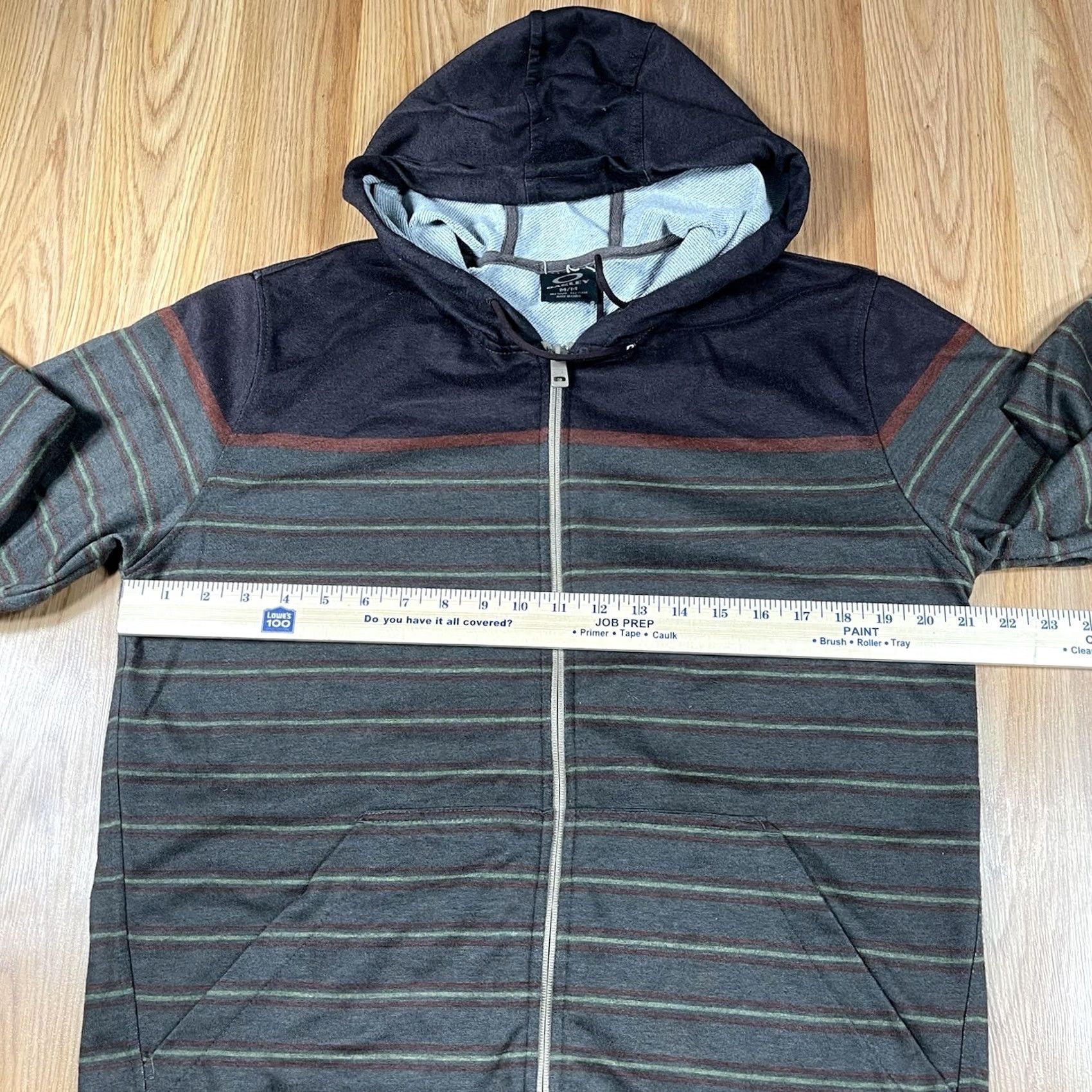 Oakley Oakley Full Zip Striped Hoodie Sweatshirt Mens Size M BrownBlack Polyester Size US M / EU 48-50 / 2 - 4 Thumbnail