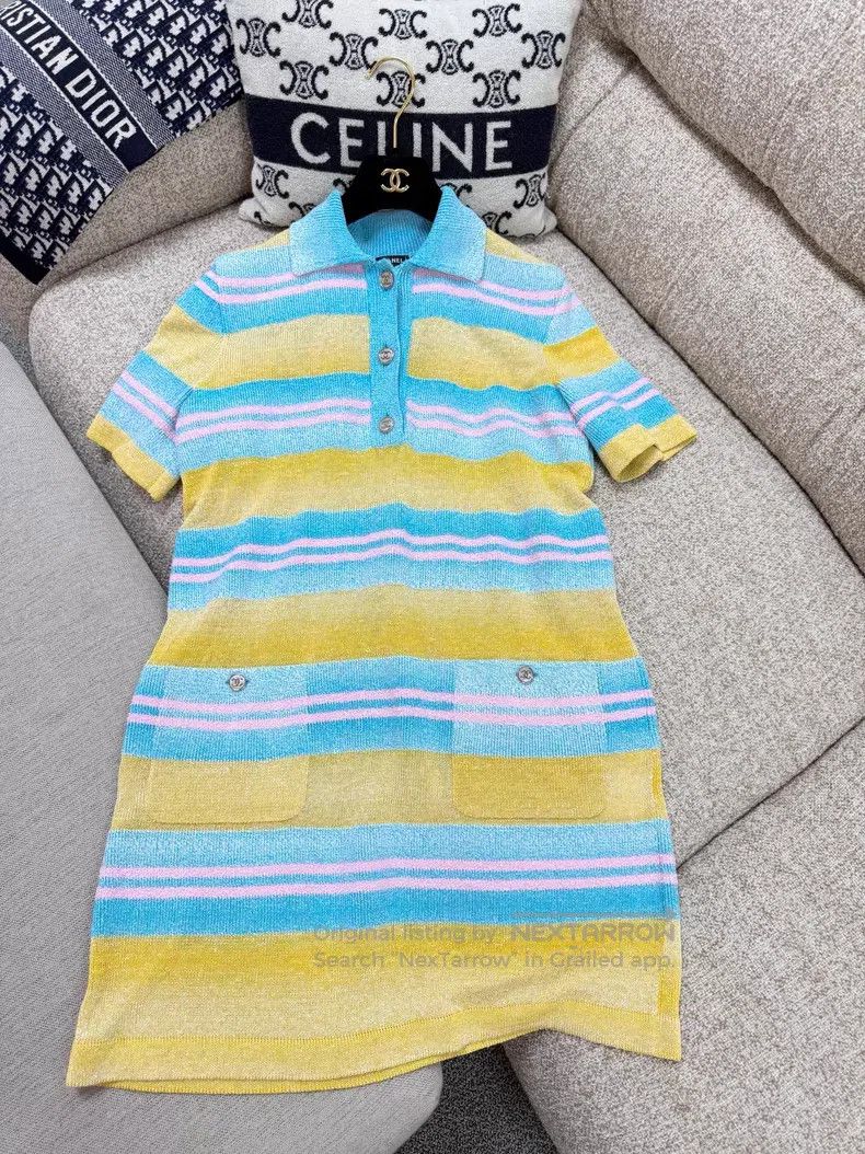 Chanel Chanel Yellow and blue gradient striped fine glitter short Size XS / US 0-2 / IT 36-38 - 3 Thumbnail