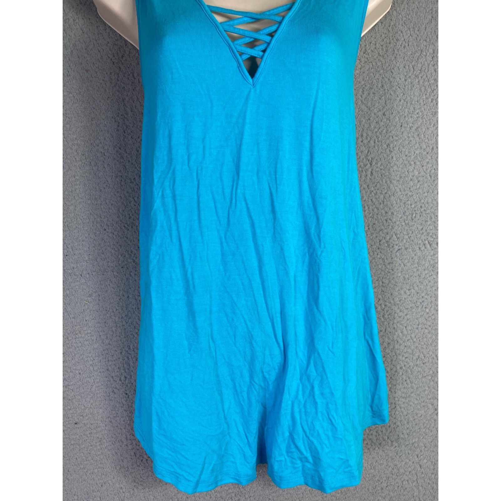 Other Women's 2XL Sleeveless V-Neck Criss Cross Tank Top Blue Size XXL / US 16-18 / IT 52-54 - 6 Thumbnail